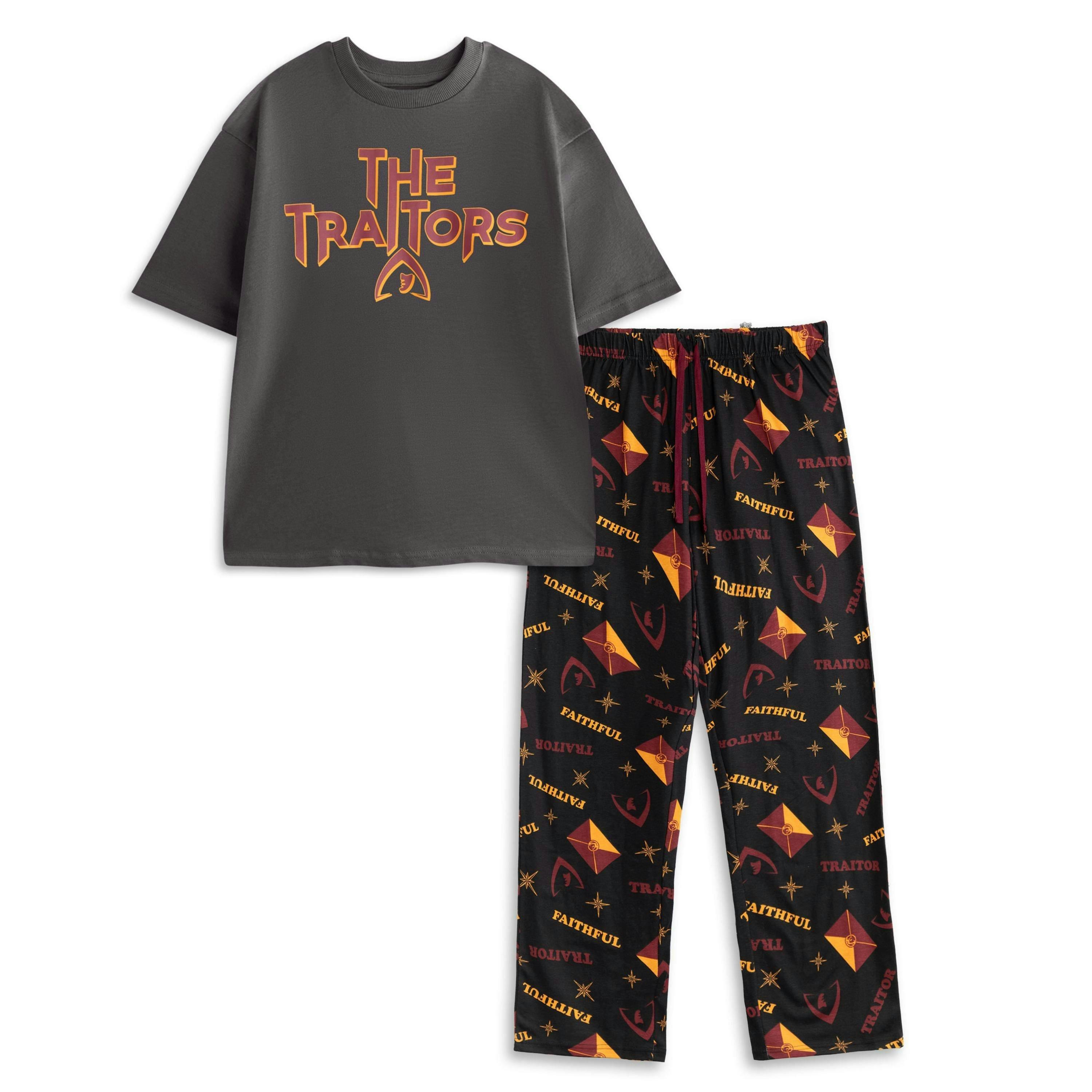 The Traitors Mens Black Logo Short Sleeve Long Leg Pyjama Set by Vanilla Underground , view 1 of 6