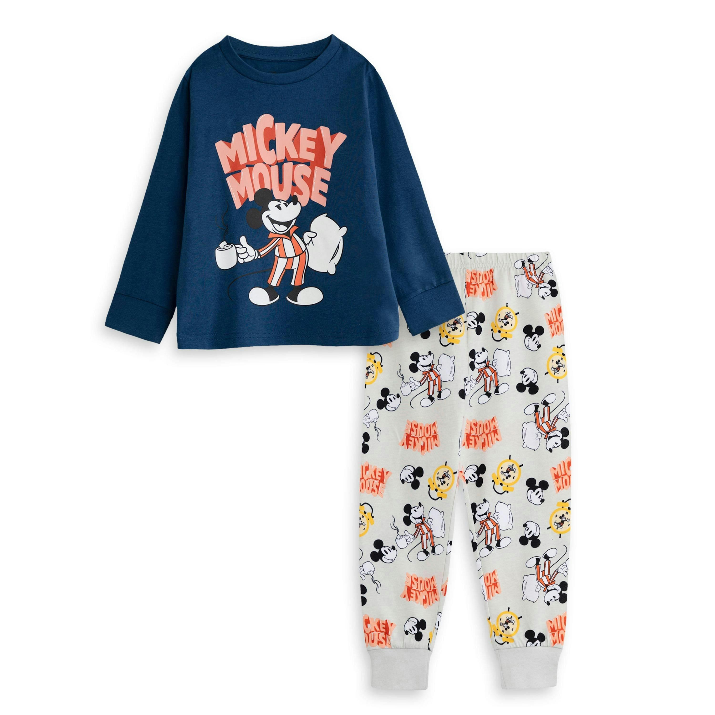 Disney Boys Blue Mickey Mouse Long Sleeve Long Leg Pyjama Set by Vanilla Underground , view 1 of 6