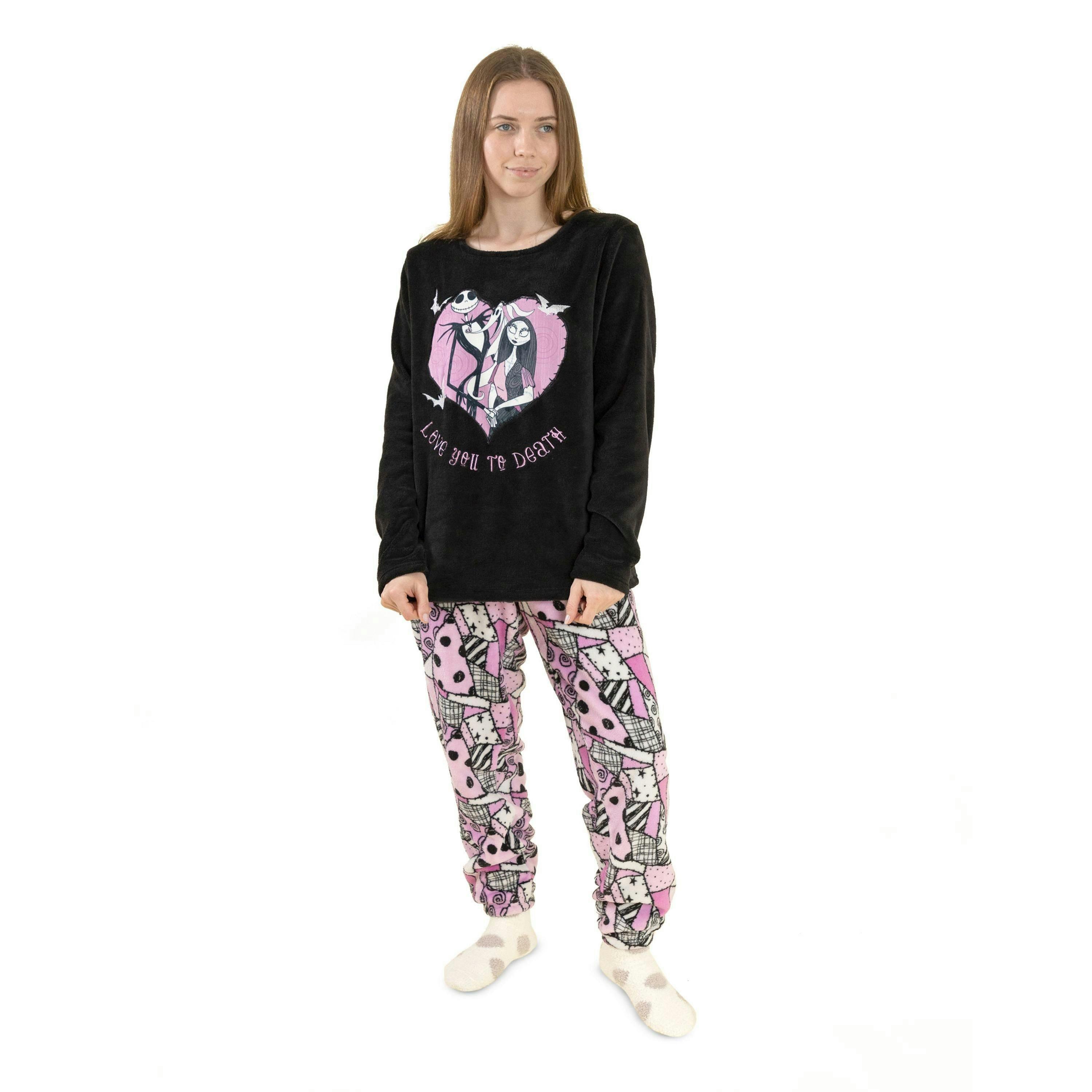 The Nightmare Before Christmas Womens Pink LOGO Long Sleeve Long Leg Pyjama Set by Vanilla Underground , view 1 of 6