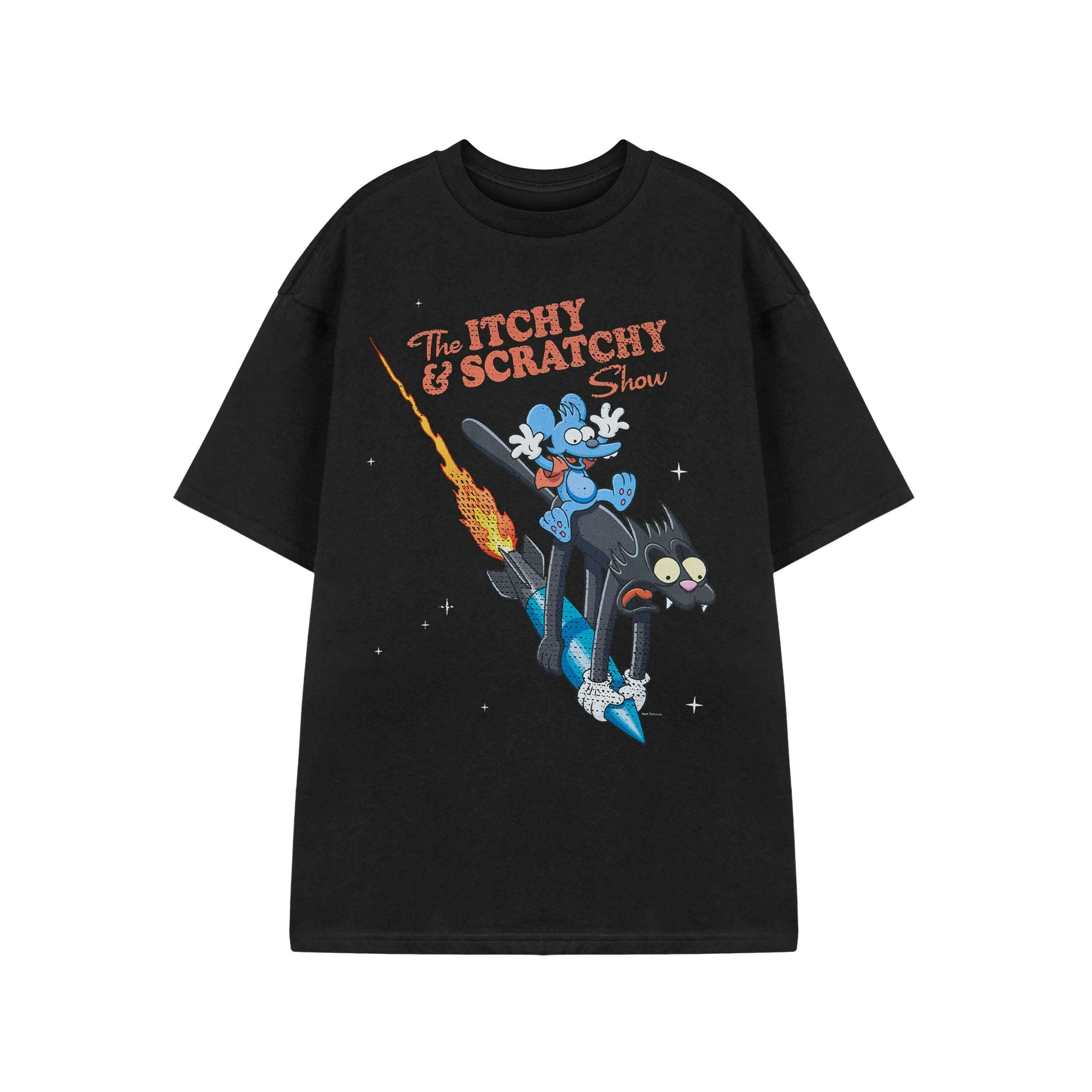 The Simpsons Mens Black Itchy & Scratchy Short Sleeved T-Shirt by Vanilla Underground , view 1 of 3