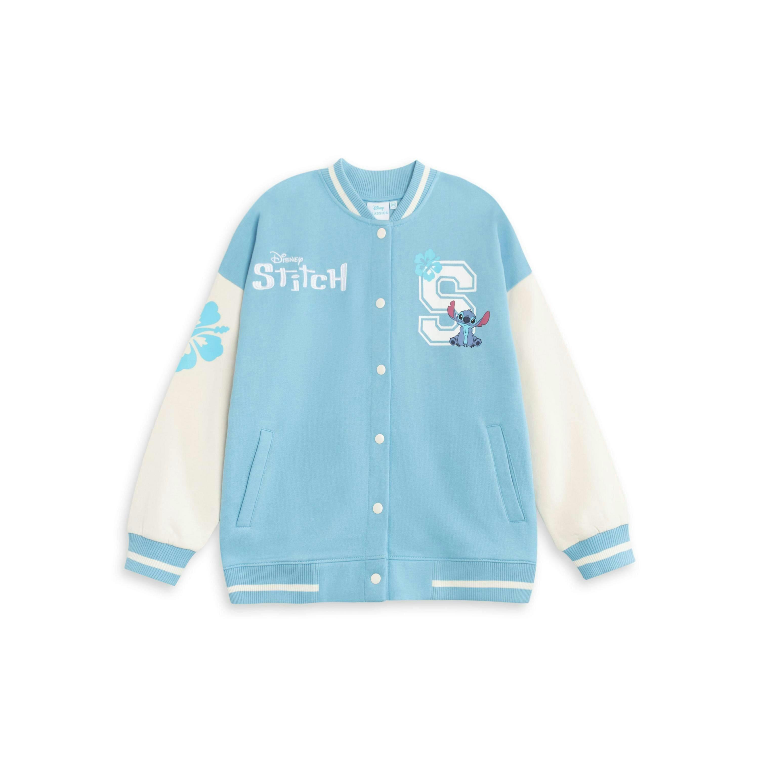 Disney Girls Blue Stitch Varsity Jacket by Vanilla Underground , view 1 of 6