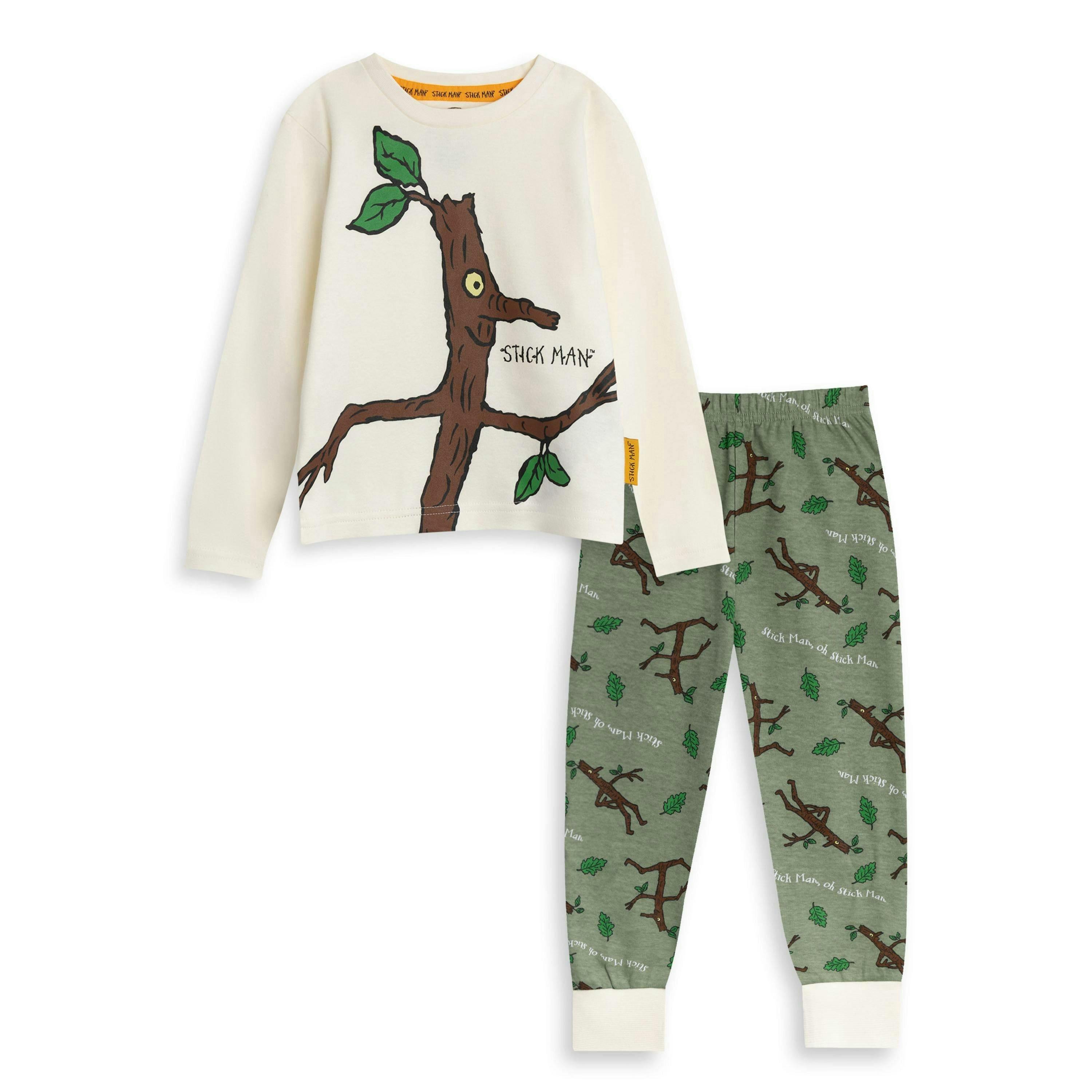 Gruffalo & Friends Stickman Unisex Kids Beige Character Long Sleeve Long Leg Pyjama Set by Vanilla Underground , view 1 of 6
