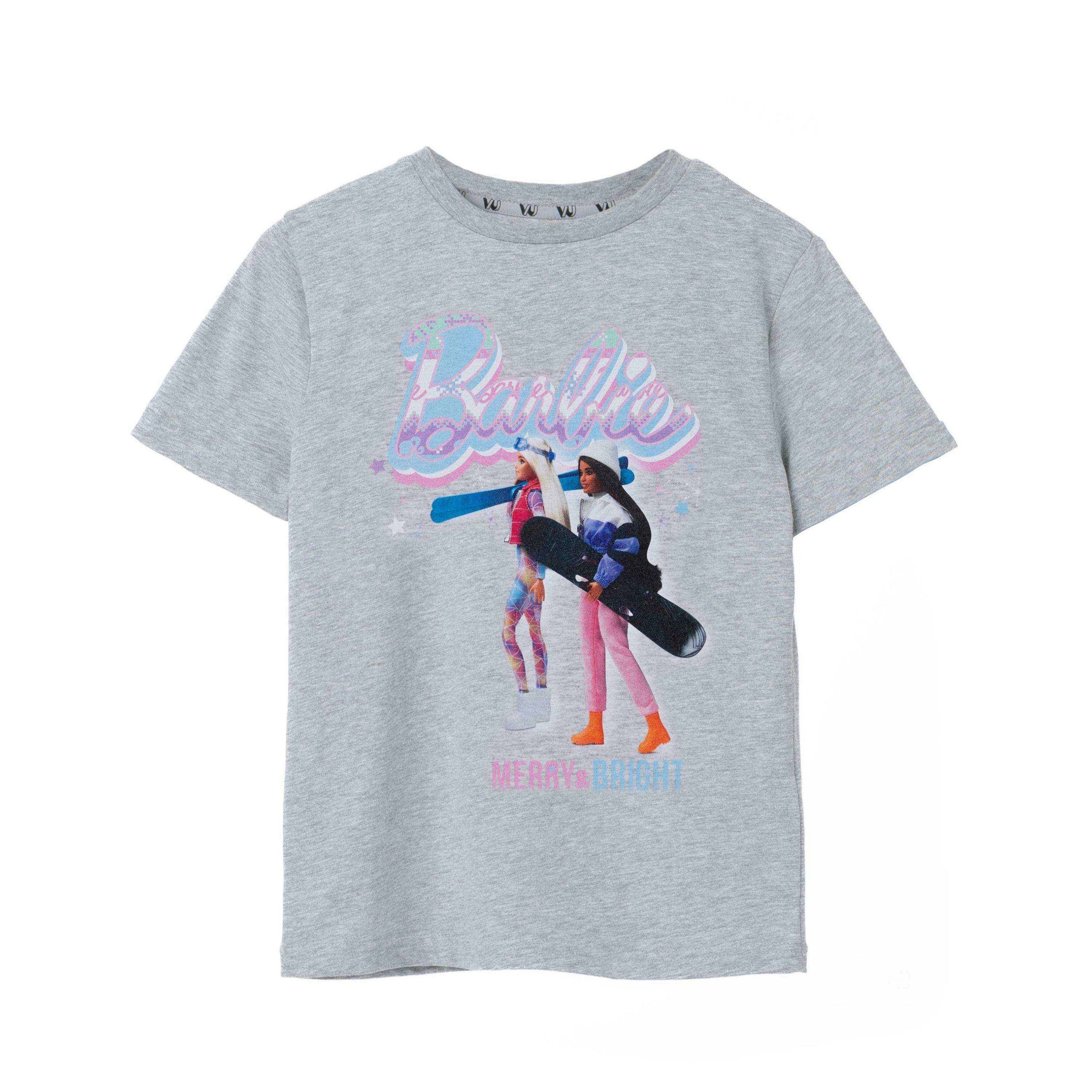 Barbie Girls Grey Merry & Bright Short Sleeved T-Shirt by Vanilla Underground , view 1 of 6