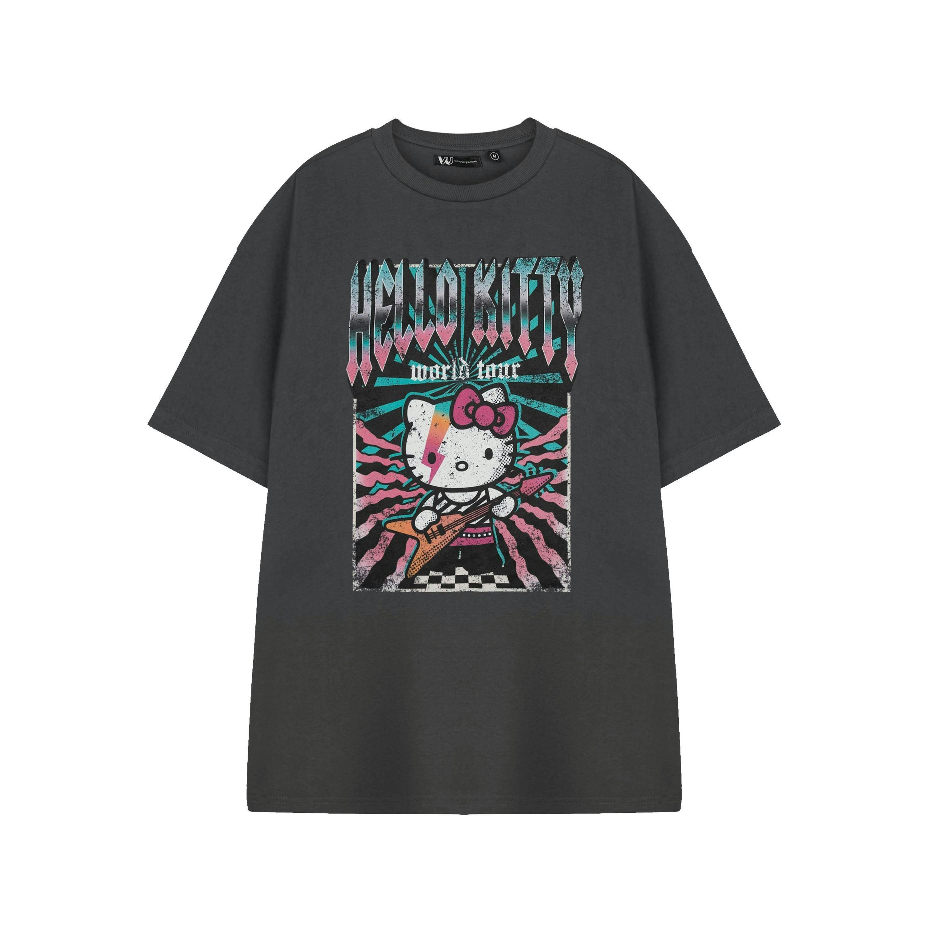 Hello Kitty Womens Grey World Tour Short Sleeved T-Shirt by Vanilla Underground , view 1 of 3