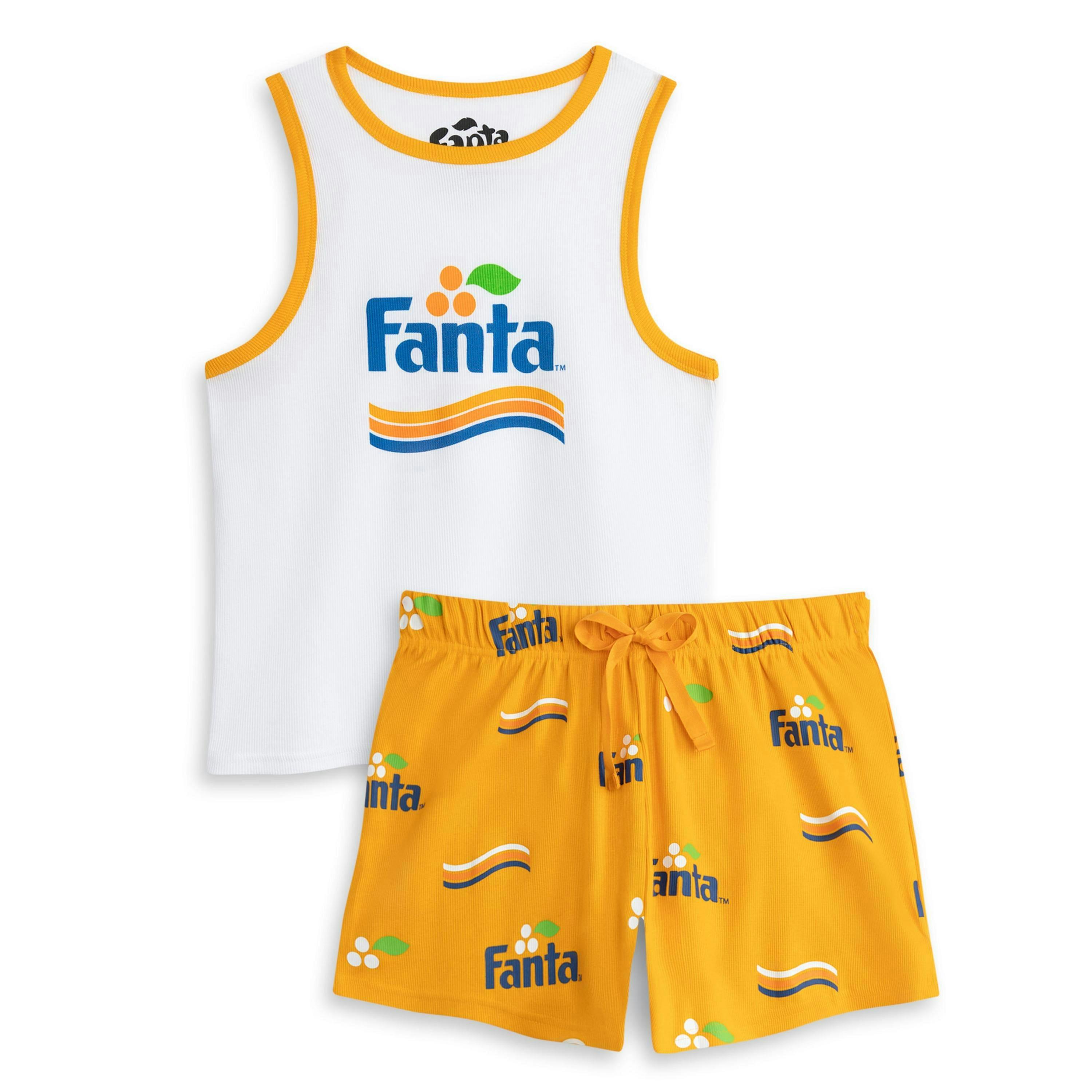 Coca Cola Womens Orange Fanta Vest and Shorts Pyjama Set by Vanilla Underground , view 1 of 6