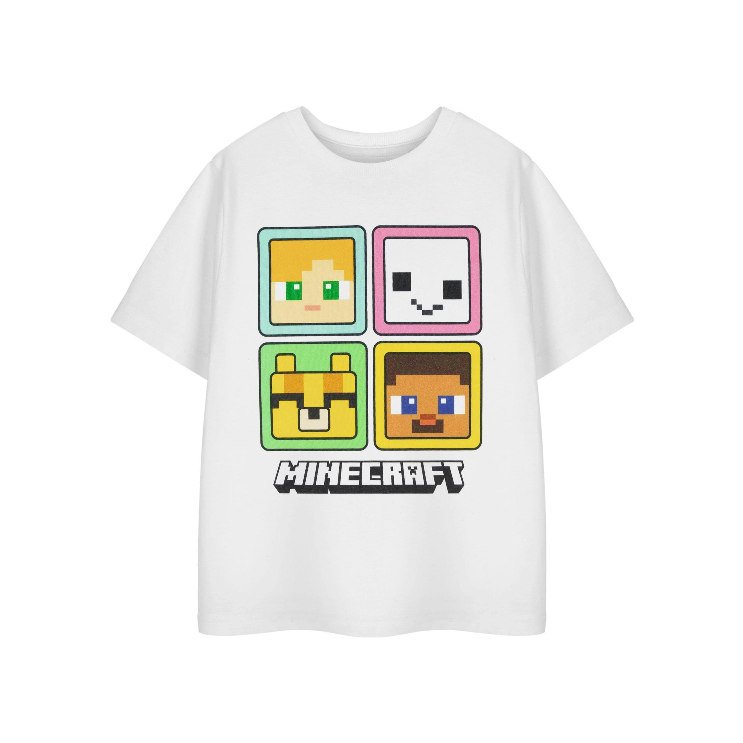 Minecraft Girls White Squares Short Sleeved T-Shirt by Vanilla Underground , view 1 of 3