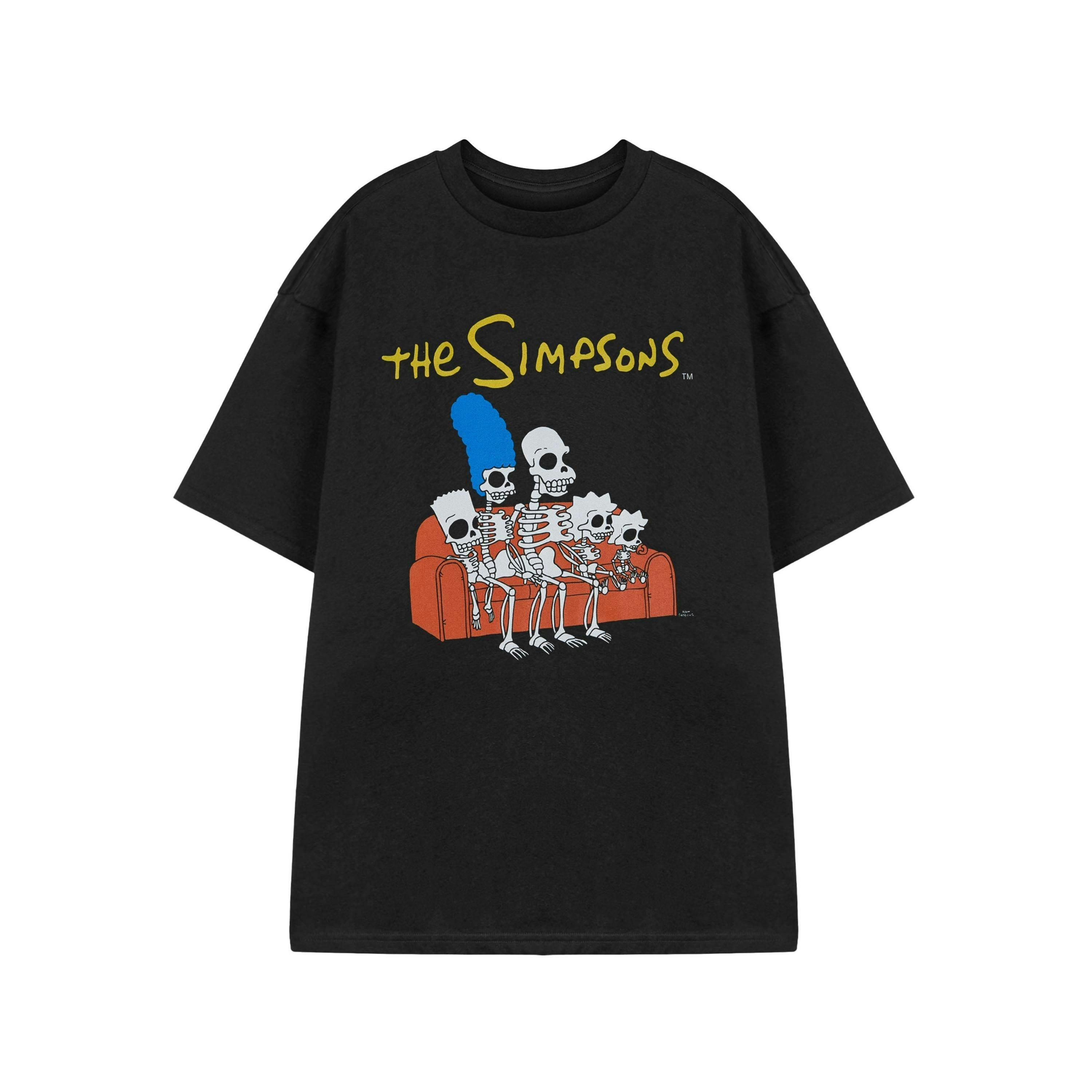 The Simpsons Mens Black Skeleton Couch Short Sleeved T-Shirt by Vanilla Underground , view 1 of 3
