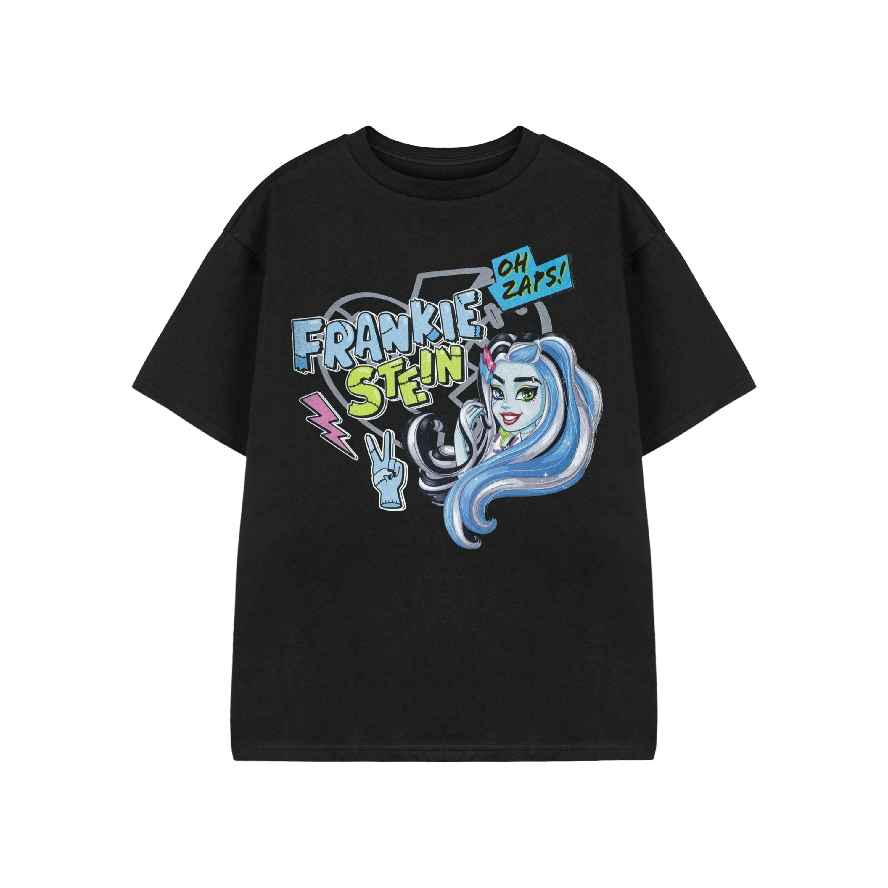 Monster High Girls Black Frankiestein Short Sleeved T-Shirt by Vanilla Underground , view 1 of 3