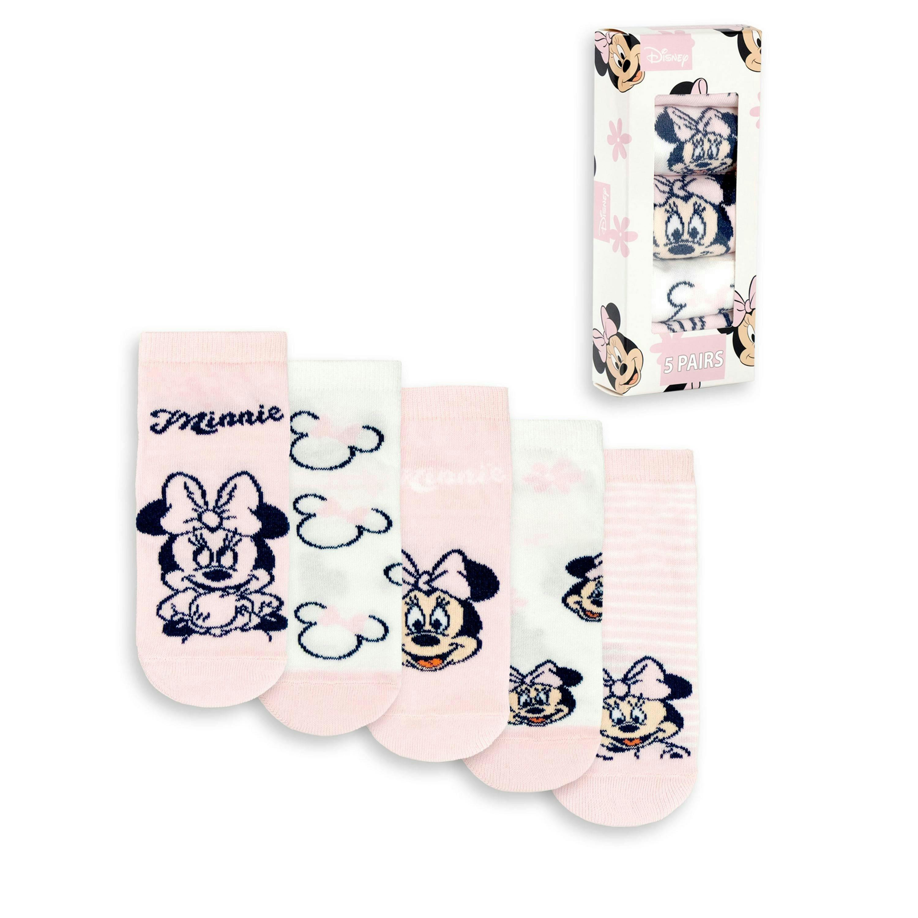 Disney Girls Pink Minnie Mouse Calf Socks Set of 5 by Vanilla Underground , view 1 of 6
