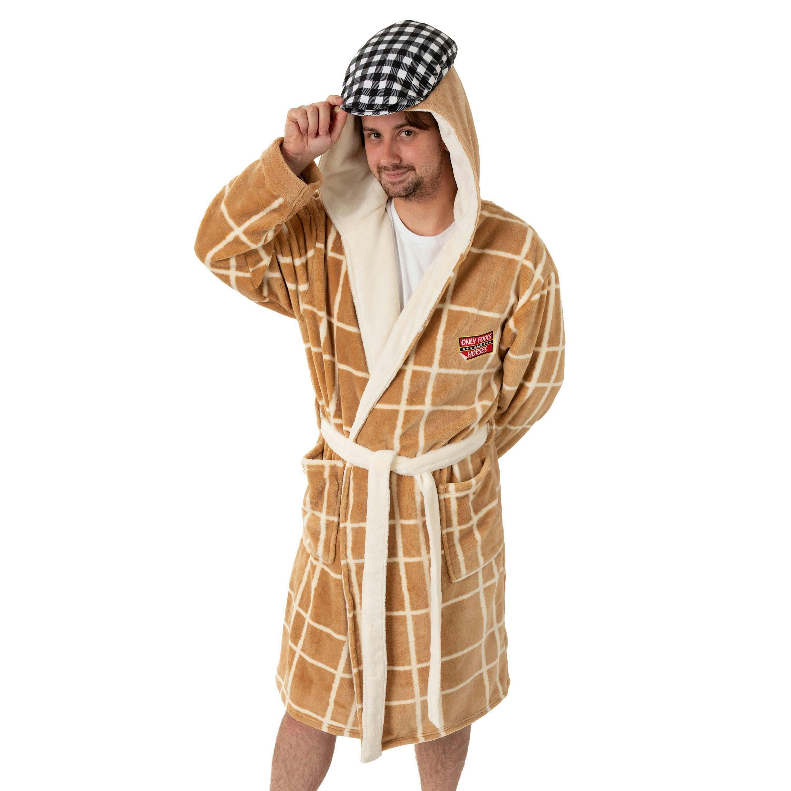 Only Fools And Horses Mens Beige Character Hooded Bathrobe by Vanilla Underground , view 1 of 6