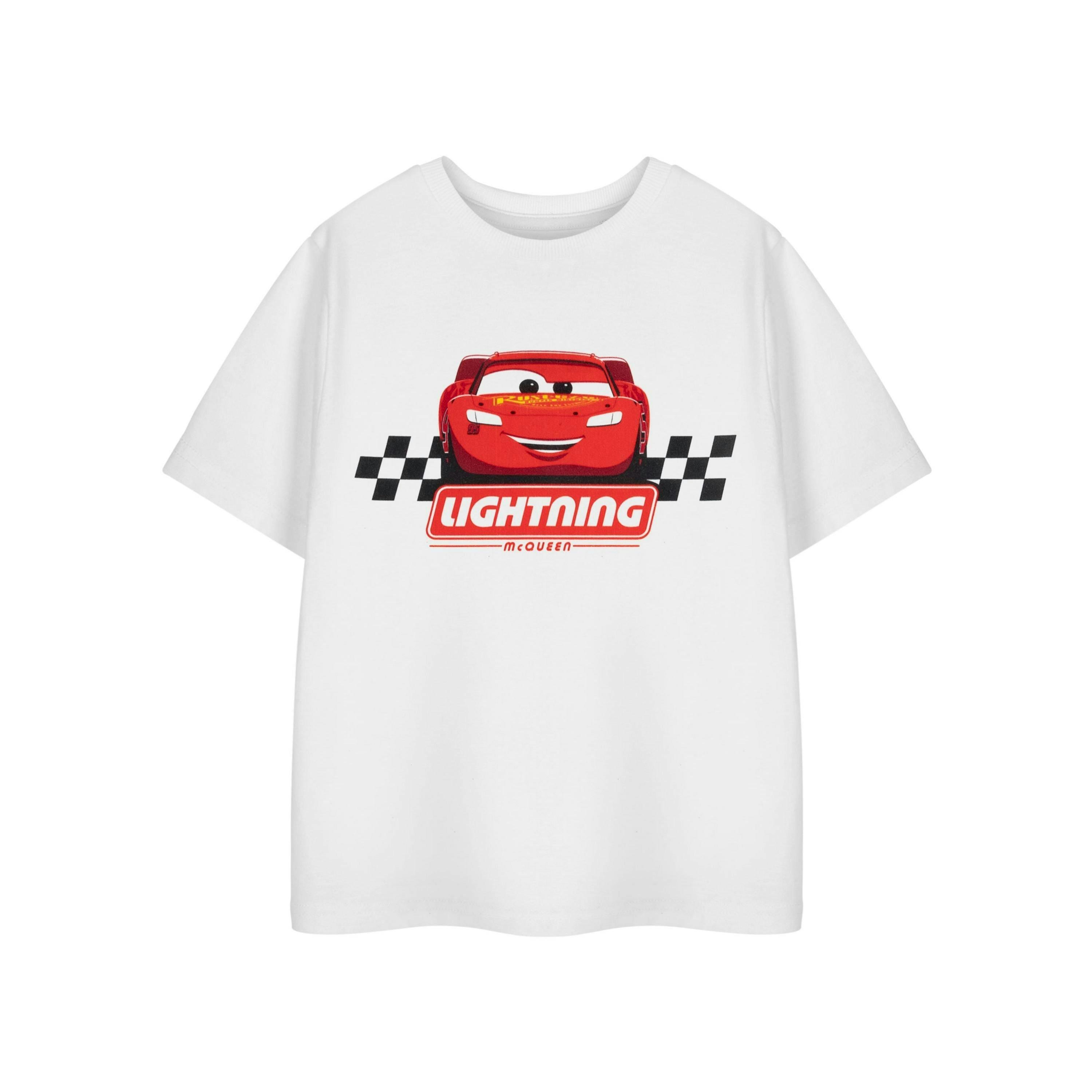 Disney Lightening Mcqueen Boys White Cars Short Sleeved T-Shirt by Vanilla Underground , view 1 of 3