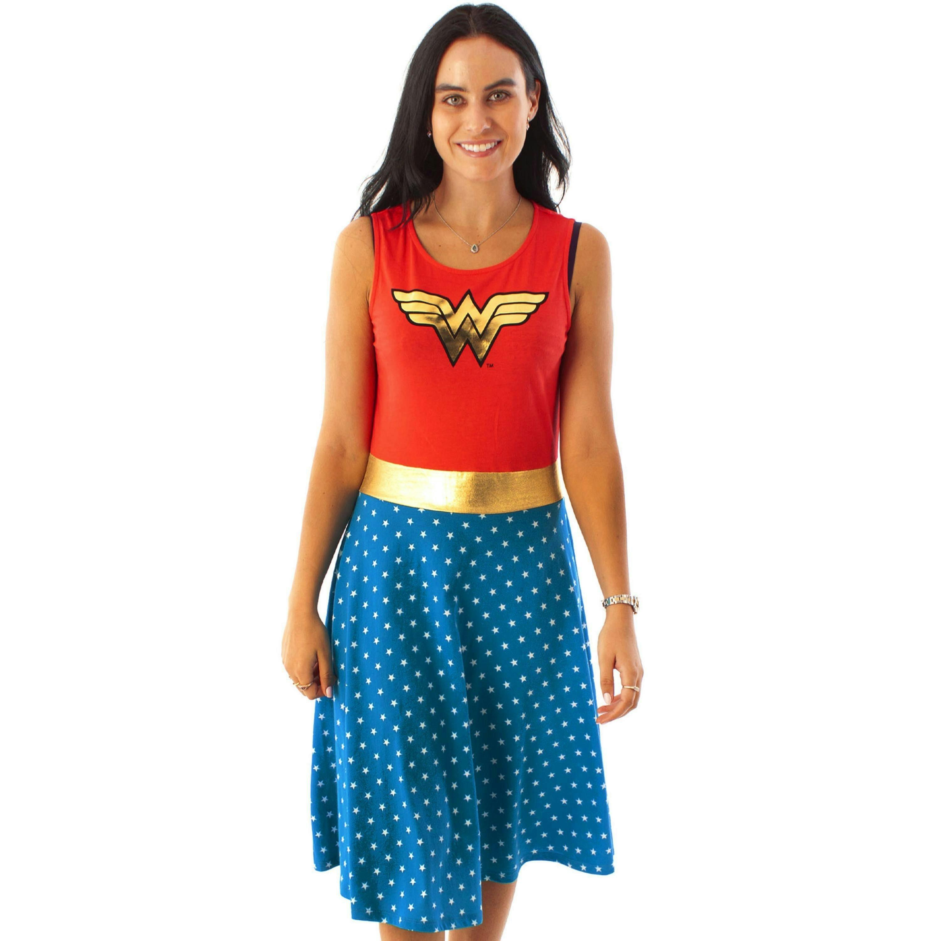 DC Comics Womens Red Logo Sleeveless Skater Dress by Vanilla Underground , view 1 of 4