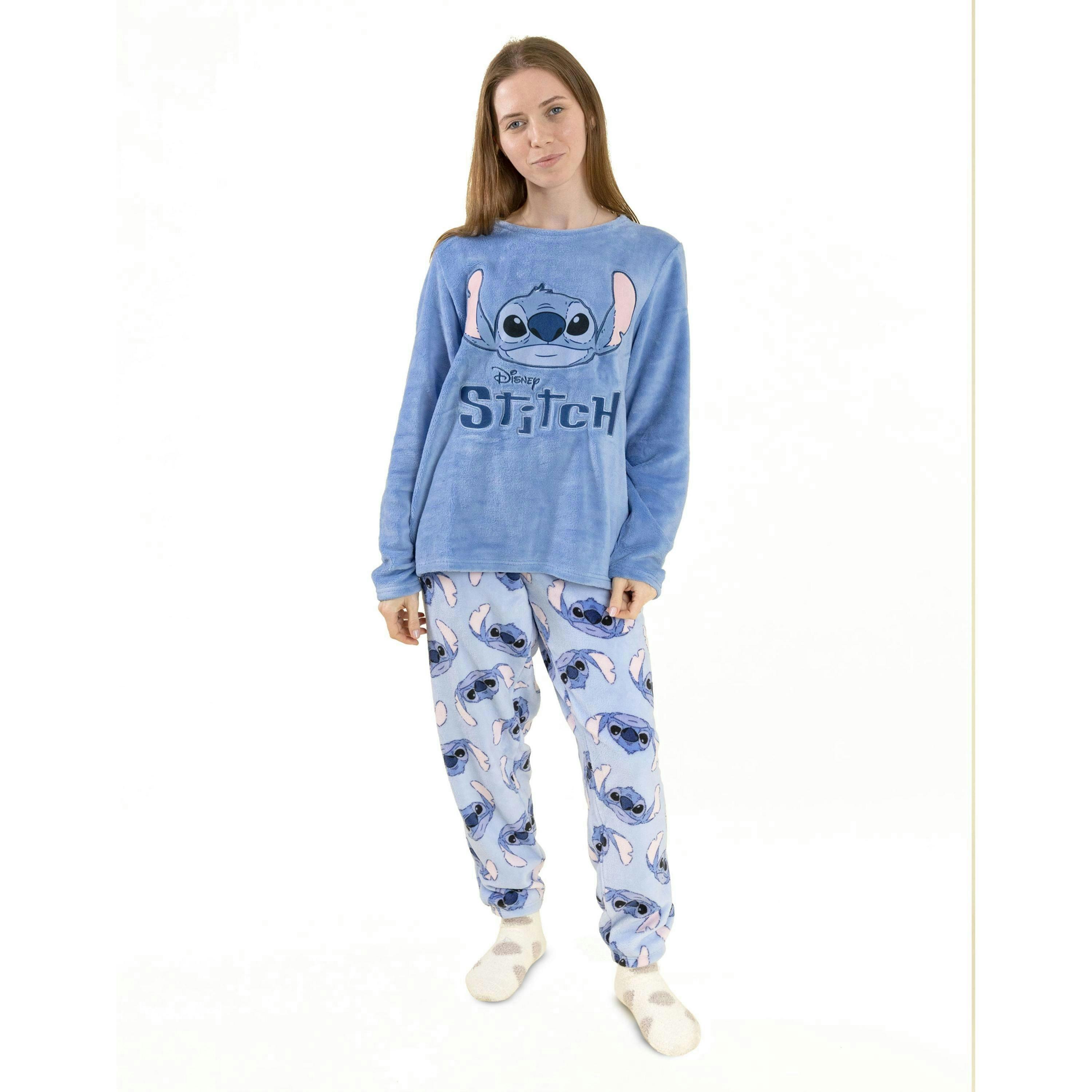 Lilo & Stitch Womens Blue Stitch Long Sleeve Long Leg Pyjama Set by Vanilla Underground , view 1 of 6