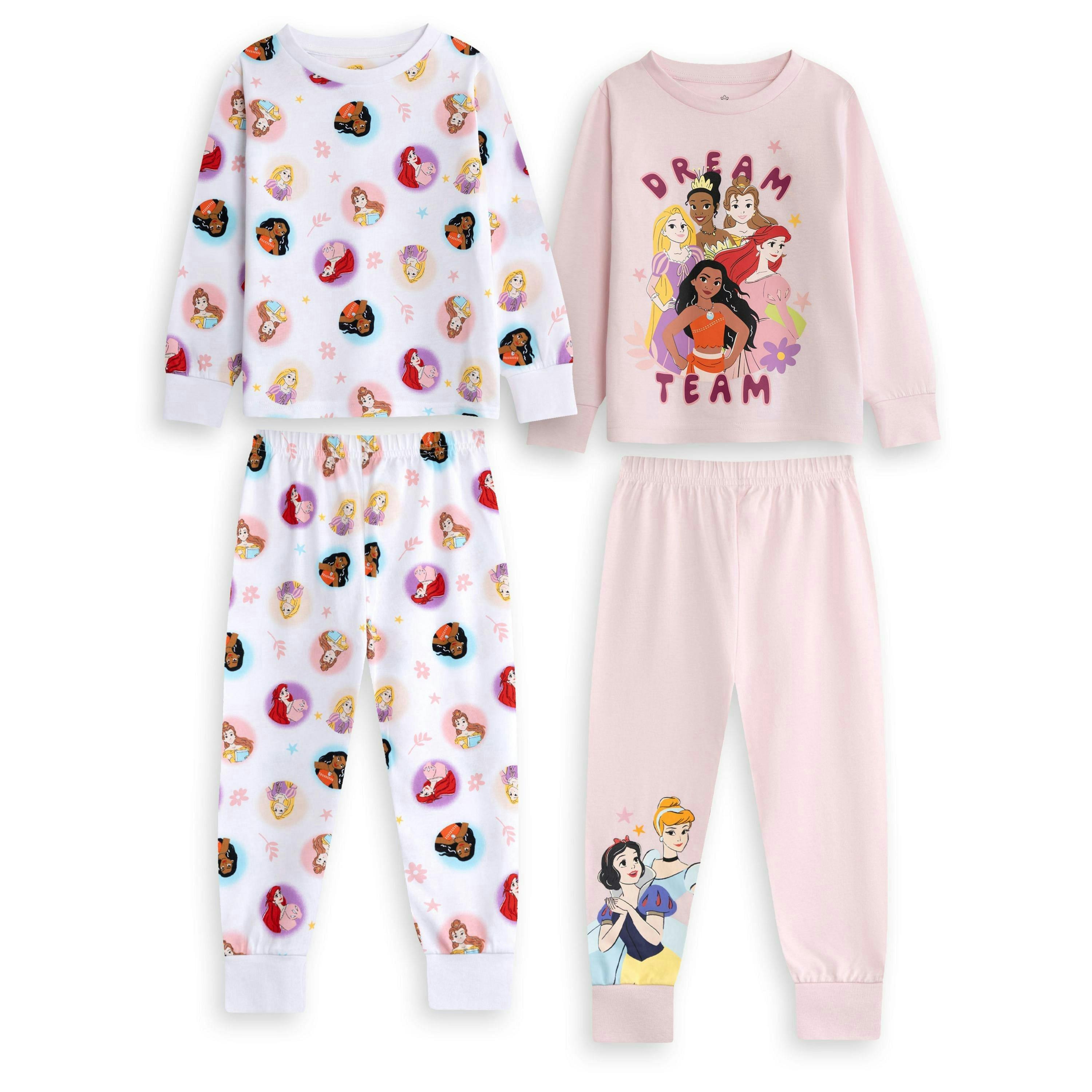 Disney Girls Multicoloured Princess Multi-Pack of 2 Long Sleeve Long Leg Pyjama Set by Vanilla Underground , view 1 of 6