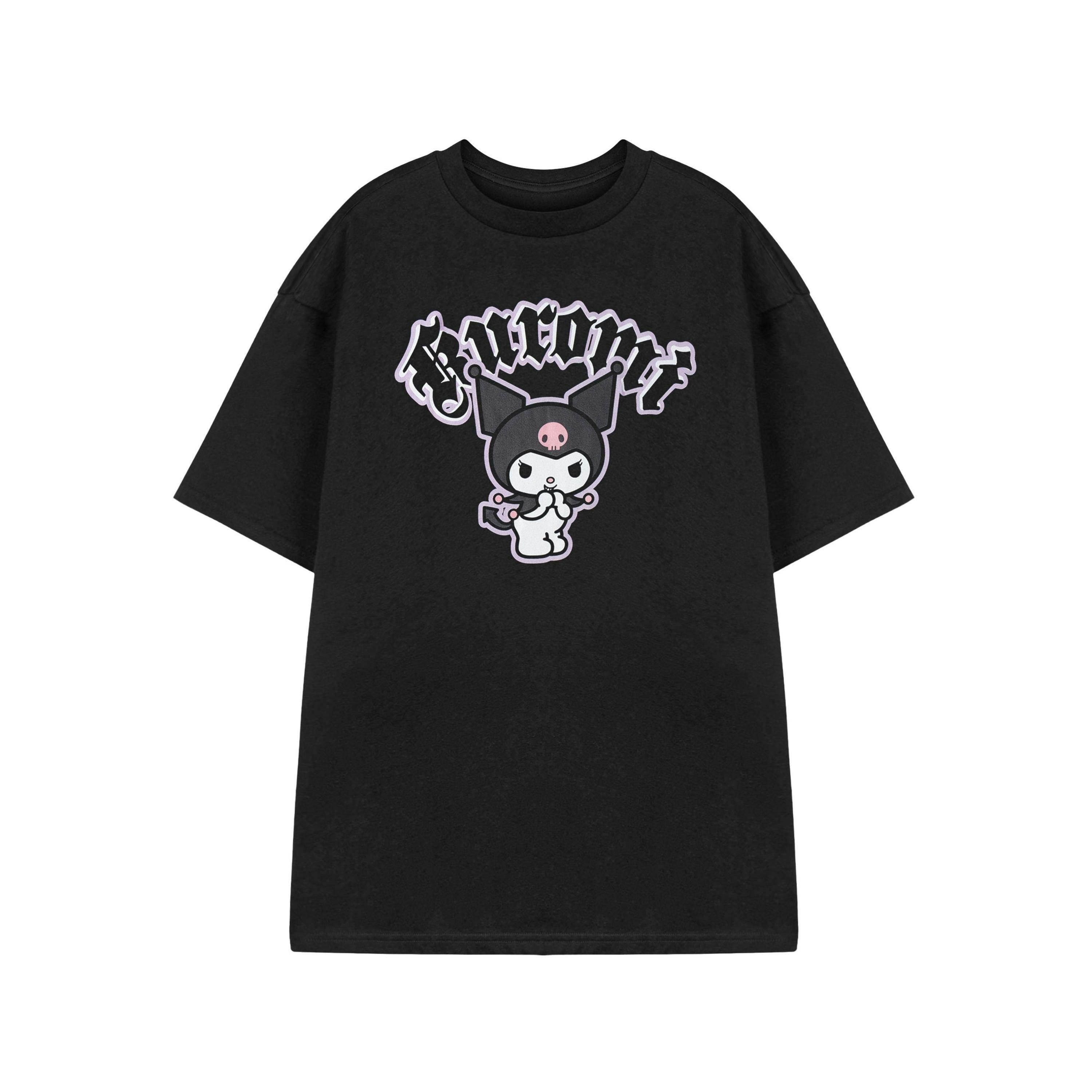 Hello Kitty Womens Black Kuromi Cheeky Short Sleeved T-Shirt by Vanilla Underground , view 1 of 3