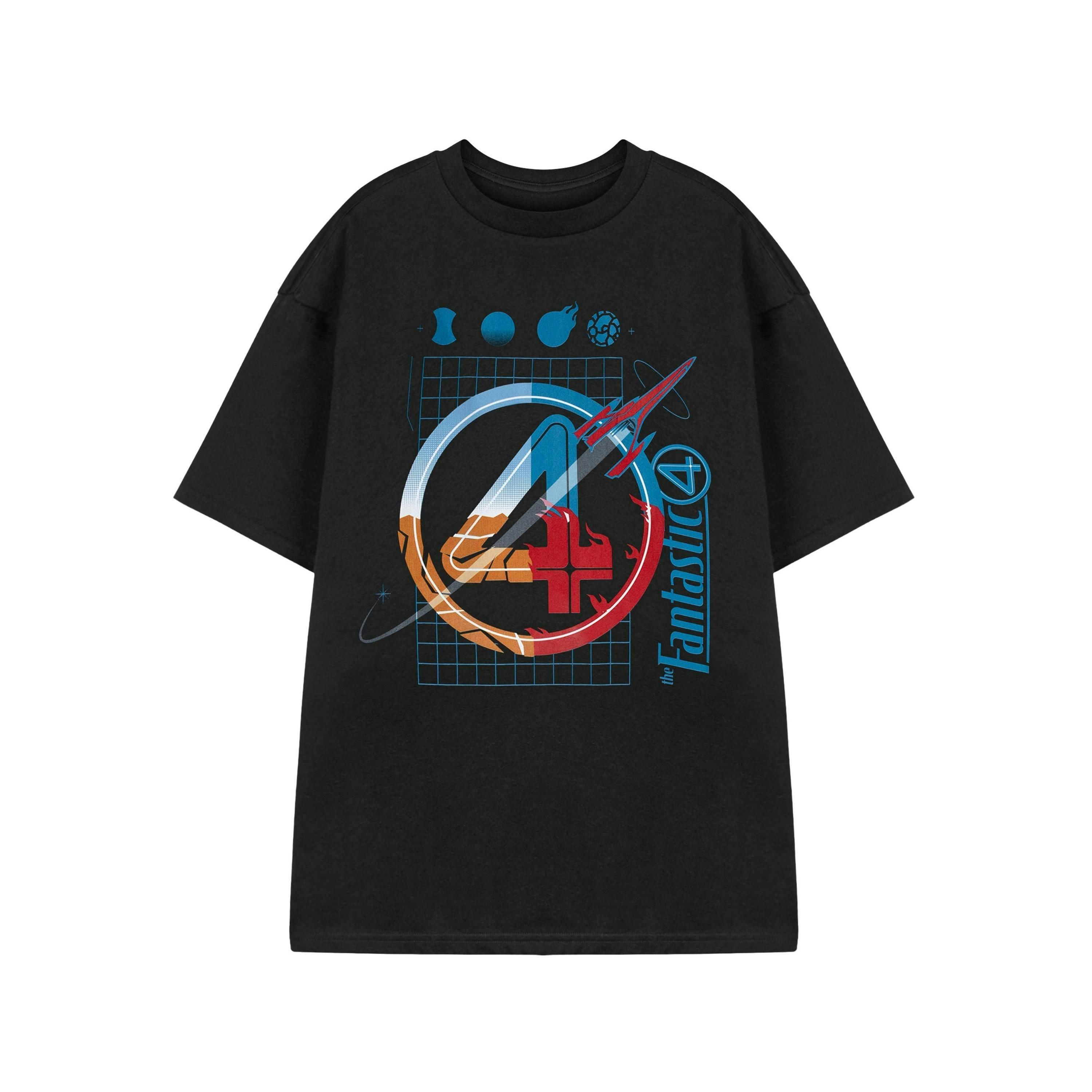 Marvel Grid Mens Black Fantastic Four Short Sleeved T-Shirt by Vanilla Underground , view 1 of 3