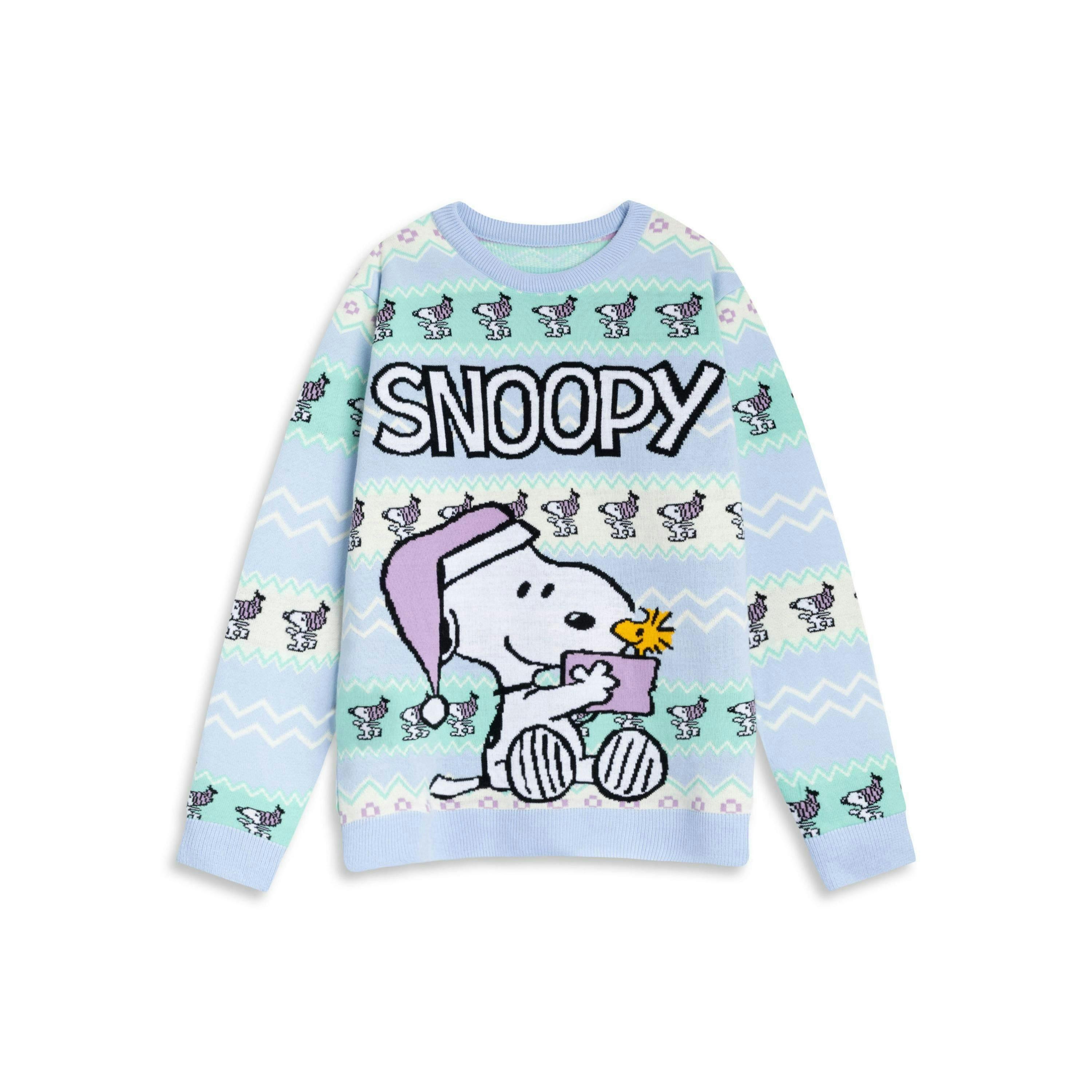 Peanuts Womens Blue Snoopy Christmas Jumper by Vanilla Underground , view 1 of 6