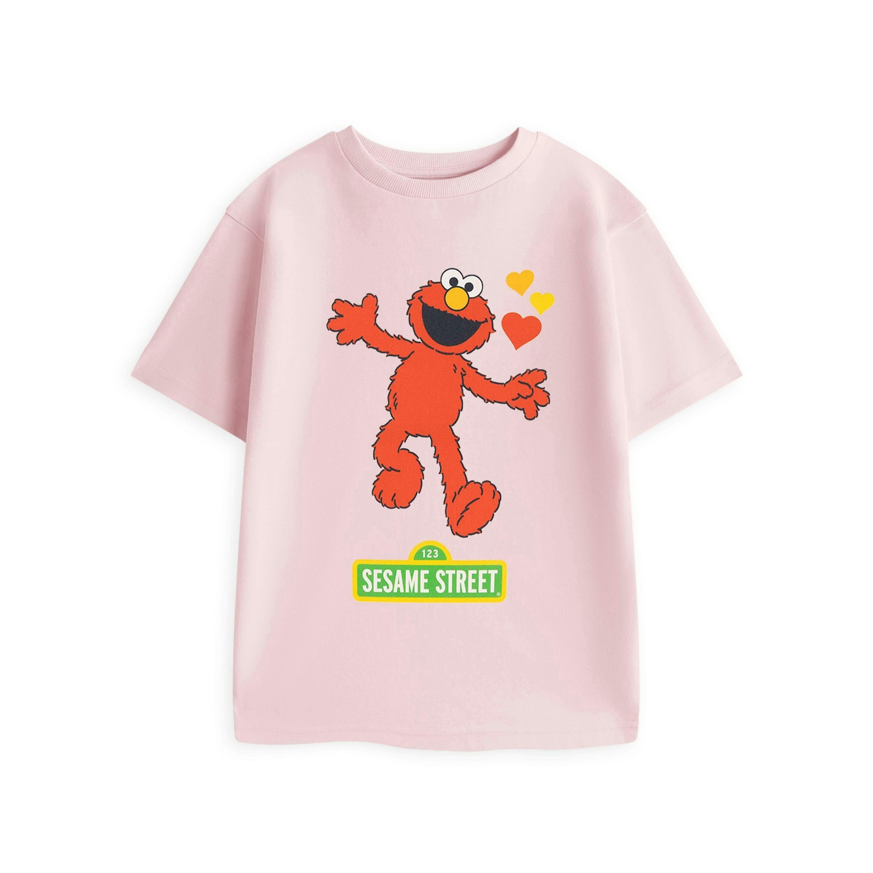 Sesame Street Girls Pink Elmo Hearts Short Sleeved T-Shirt by Vanilla Underground , view 1 of 4