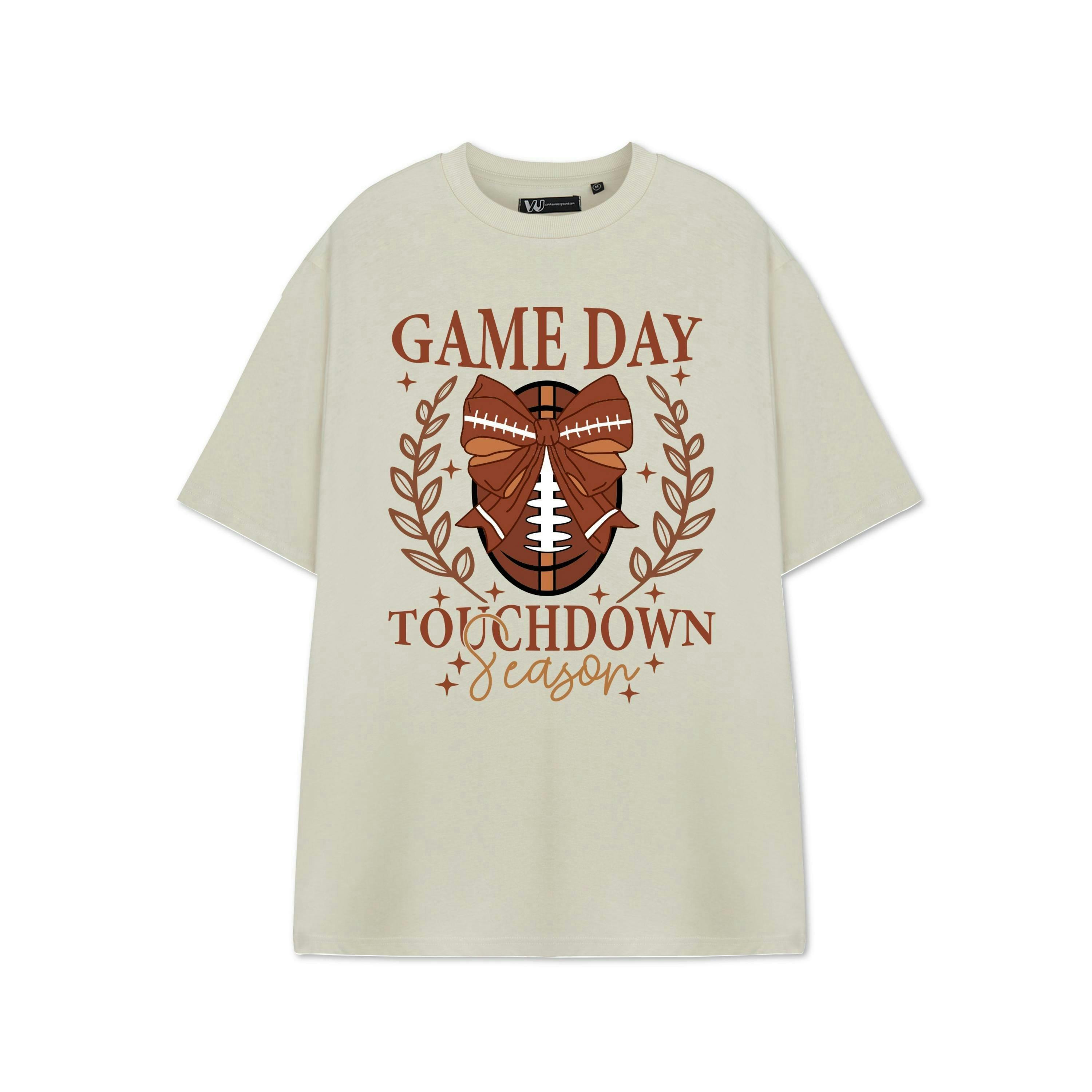 Show Me The Merch Womens Beige Game Day Girlie Short Sleeved T-Shirt by Vanilla Underground , view 1 of 1