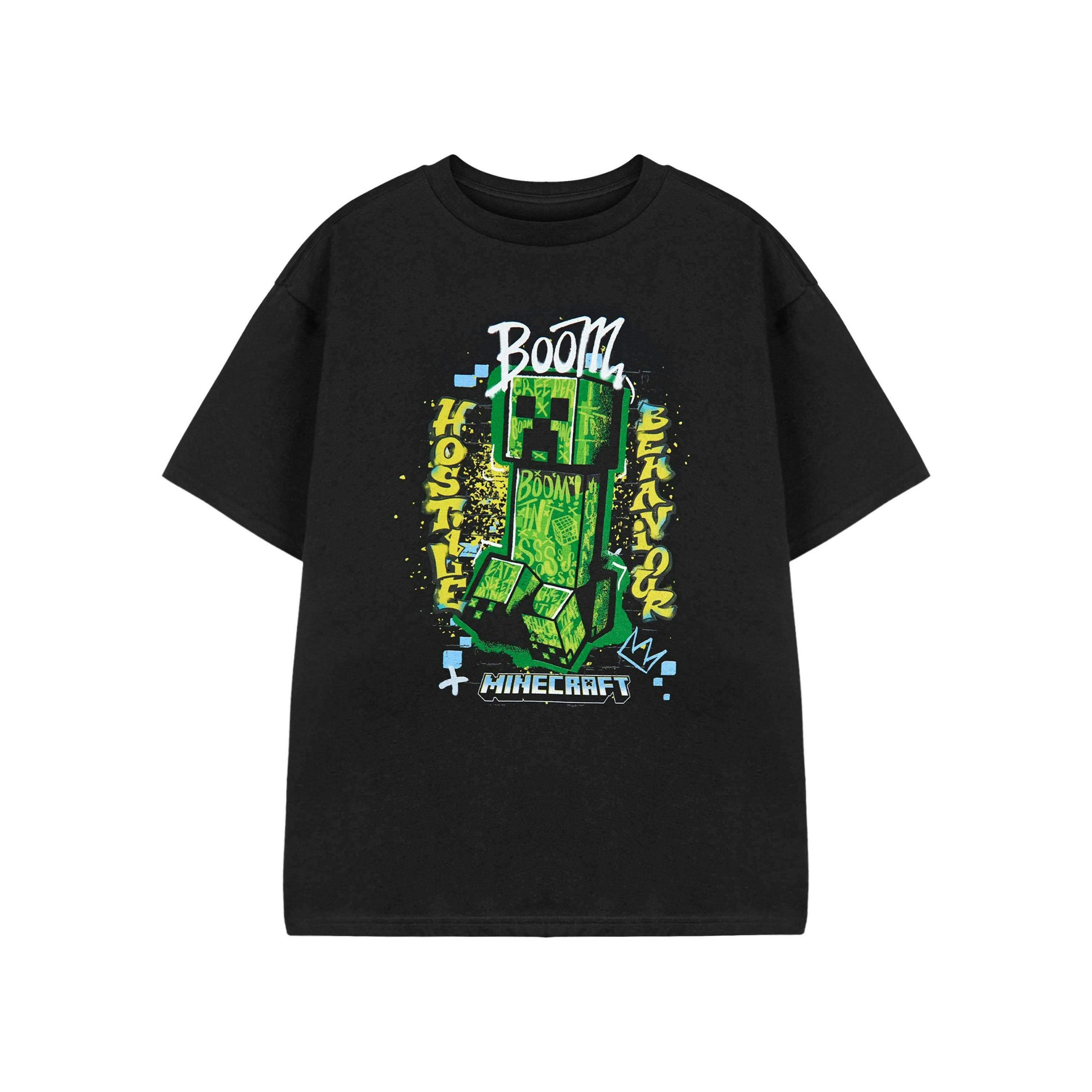 Minecraft Boys Black Hostile Short Sleeved T-Shirt by Vanilla Underground , view 1 of 3