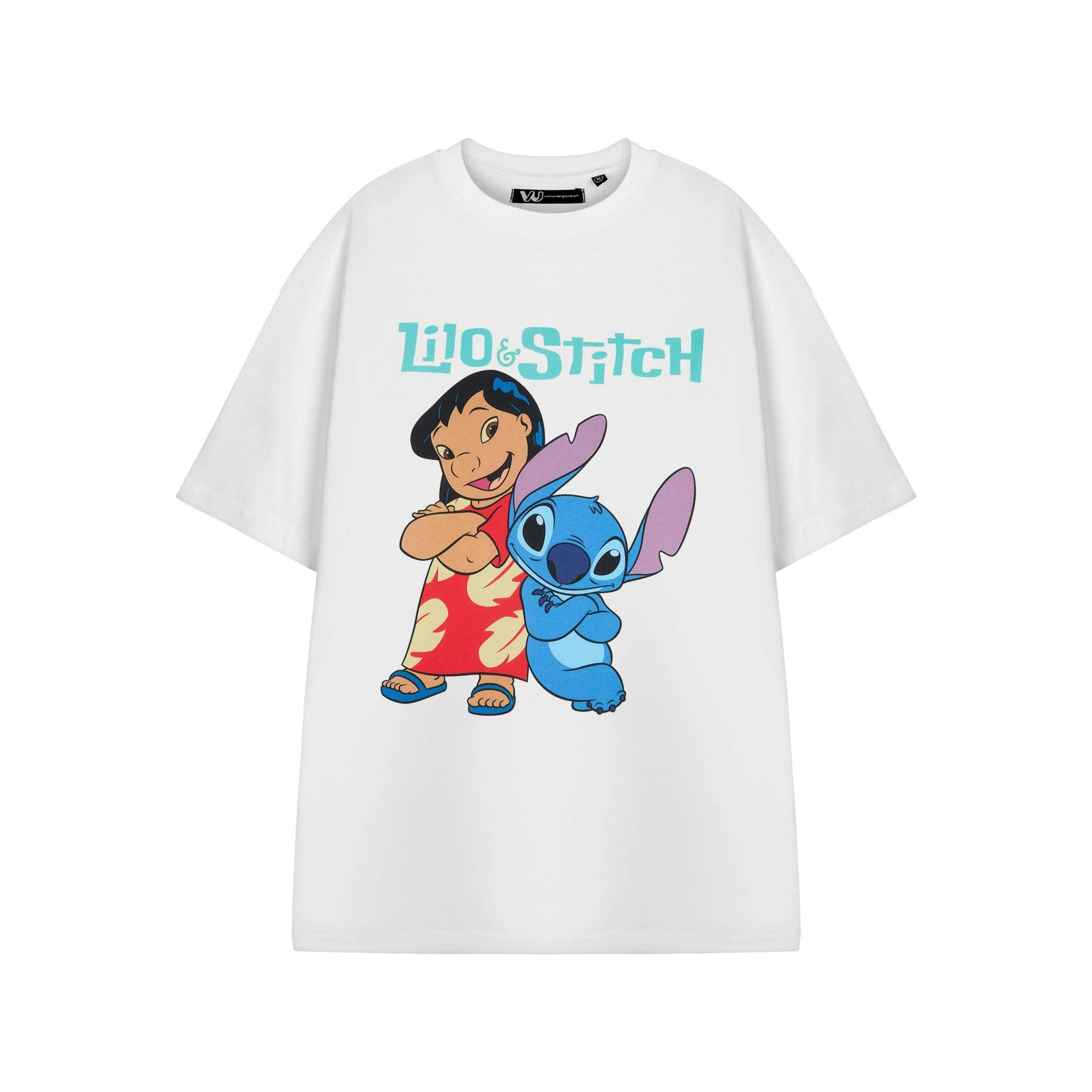 Disney Womens White Lilo & Stitch Adults Short Sleeved T-Shirt by Vanilla Underground , view 1 of 3