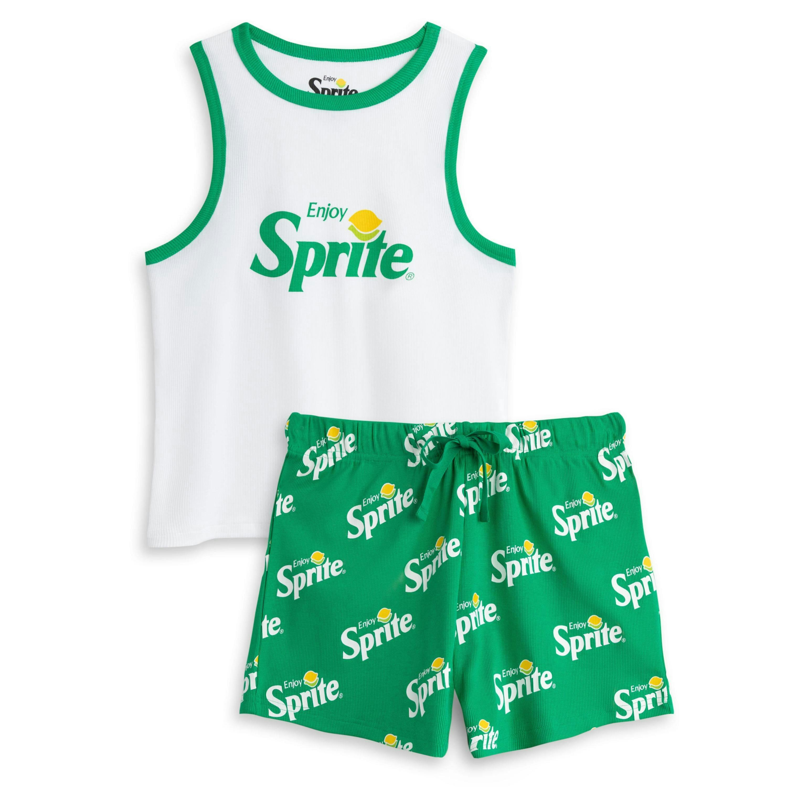 Coca Cola Womens Green Enjoy Sprite Vest and Shorts Pyjama Set by Vanilla Underground , view 1 of 6