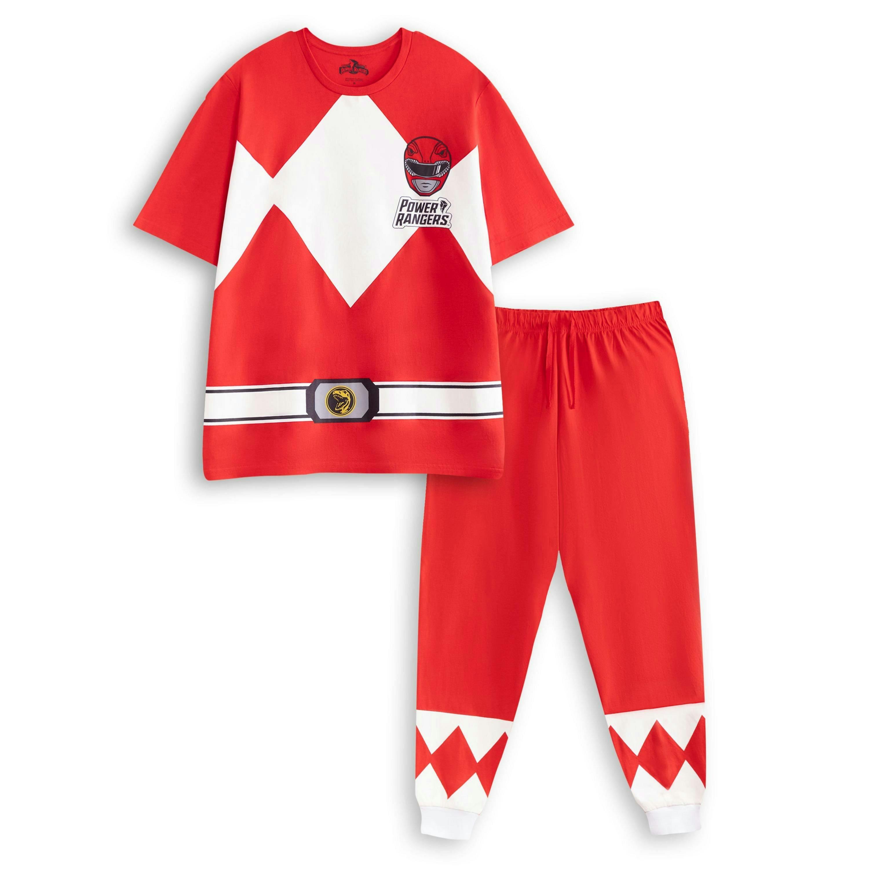 Power Rangers Mens Red Red Character Short Sleeve Long Leg Pyjama Set by Vanilla Underground , view 1 of 6