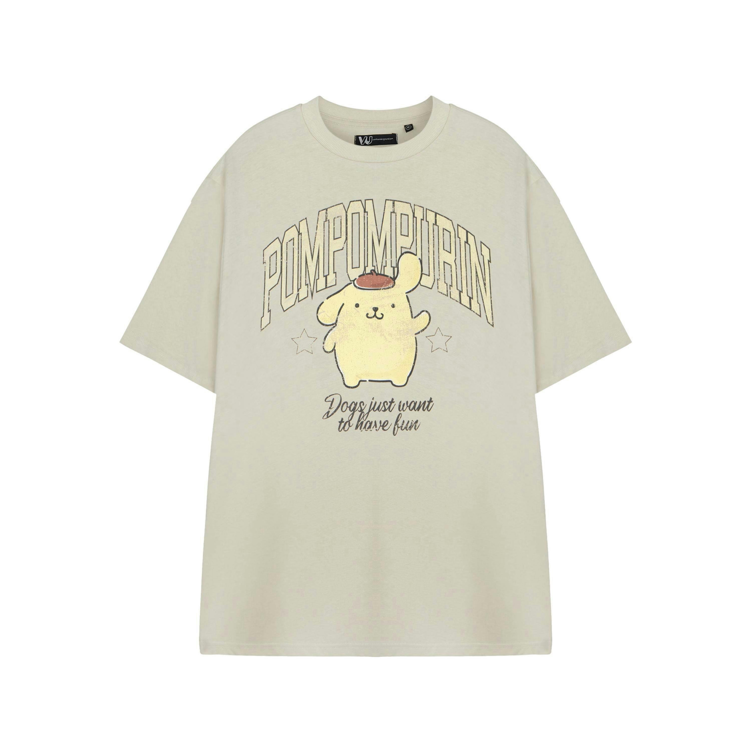 Hello Kitty & Friends Womens Beige Pompompurin Short Sleeved T-Shirt by Vanilla Underground , view 1 of 3