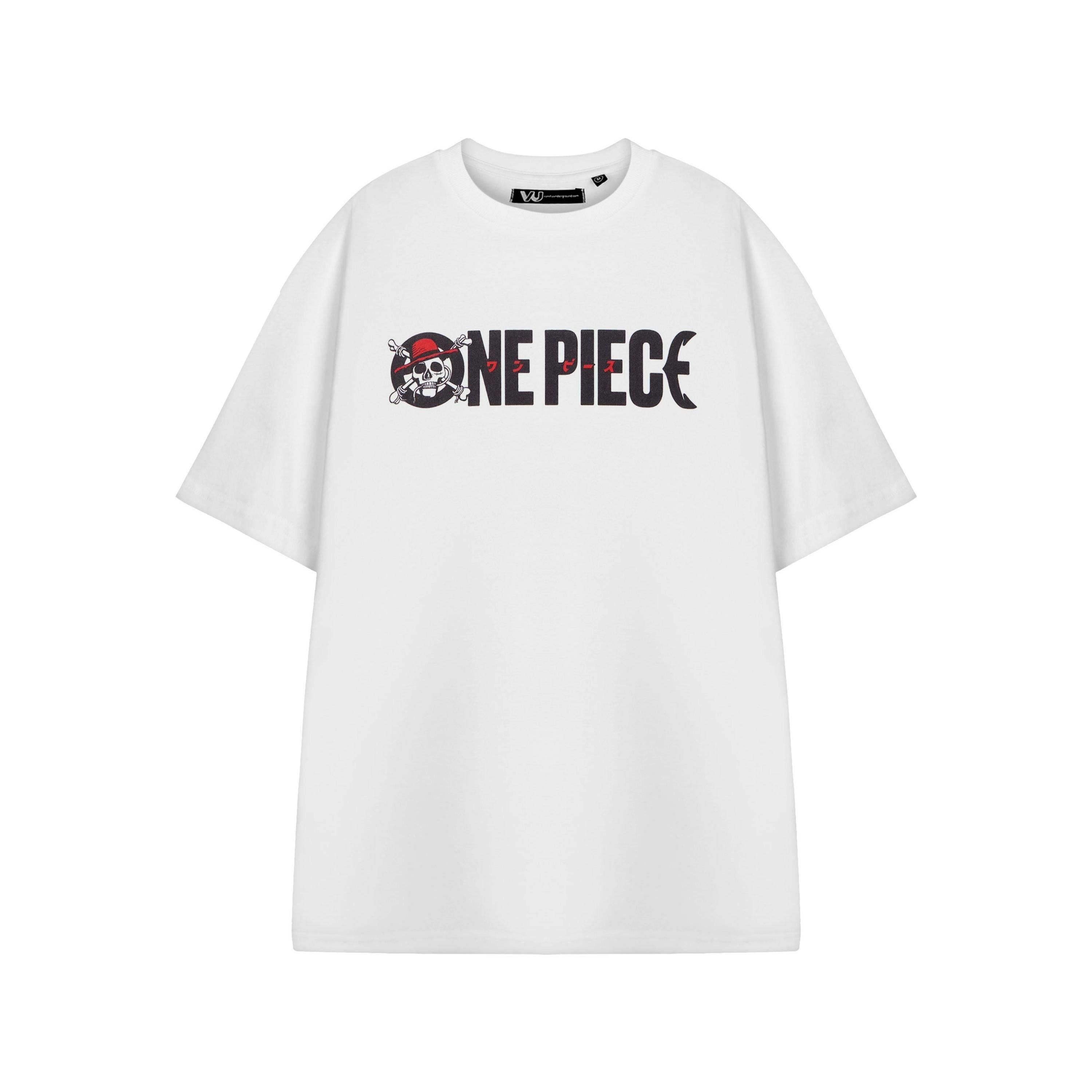 One Piece Mens White Logo Cross Bones Short Sleeved T-Shirt by Vanilla Underground , view 1 of 3