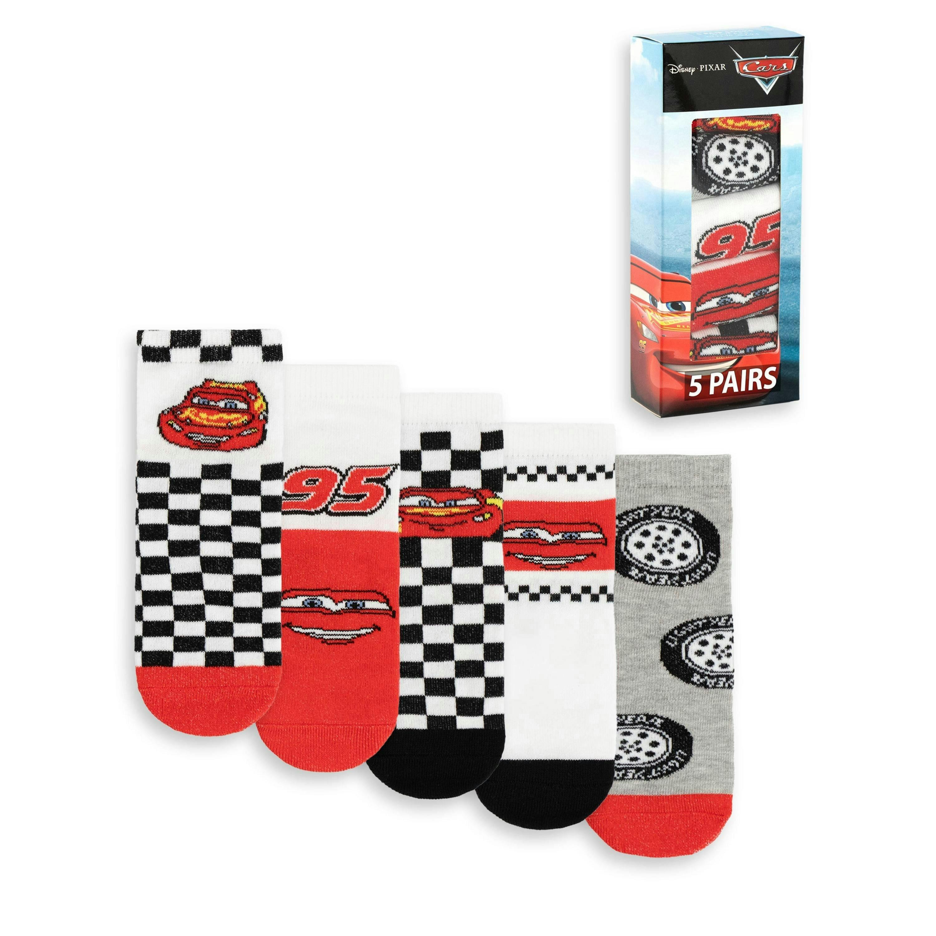 Disney Boys Multicoloured Cars Calf Socks Set of 5 by Vanilla Underground , view 1 of 6