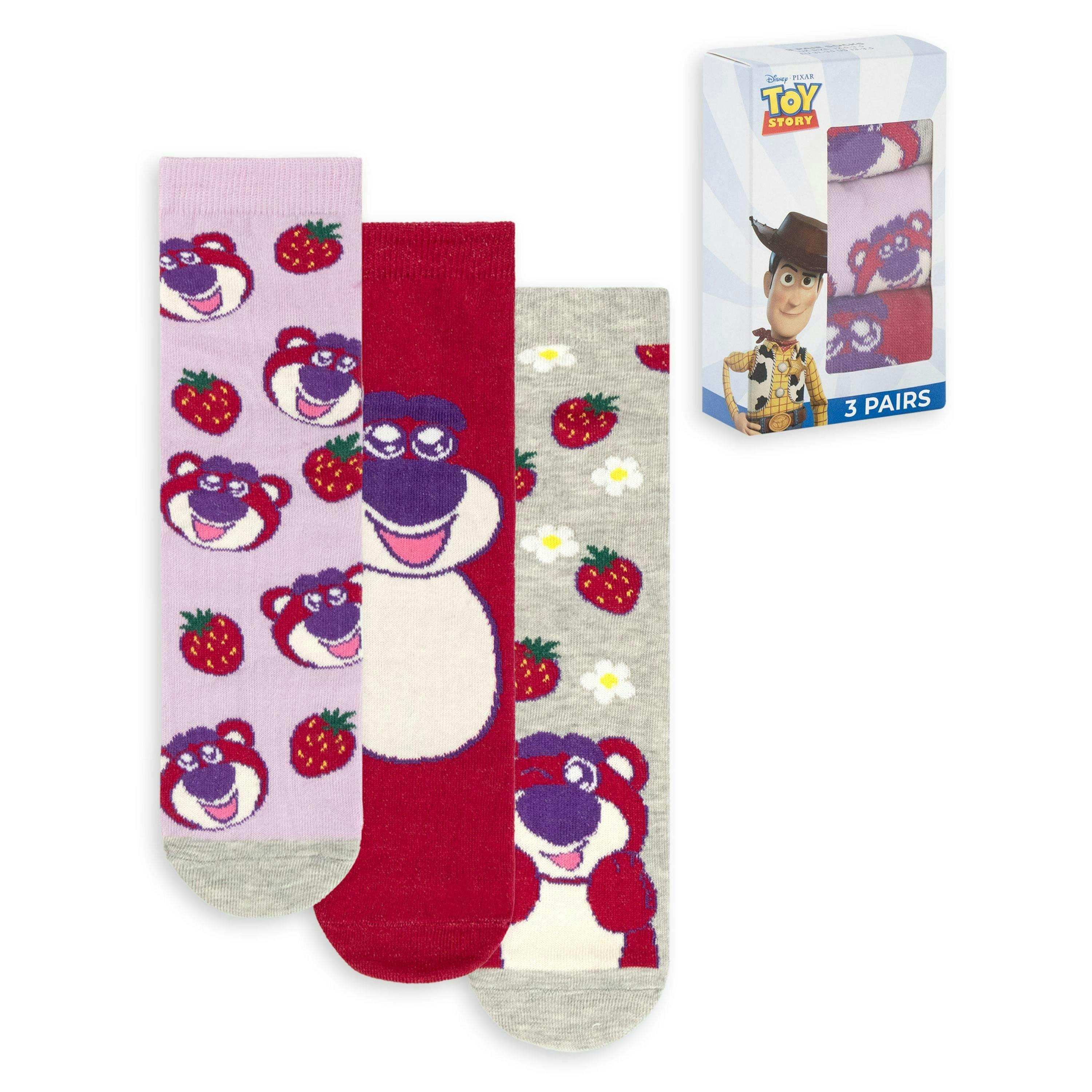 Disney Toy Story Womens Multicoloured Lotso Calf Socks Set of 3 by Vanilla Underground , view 1 of 6