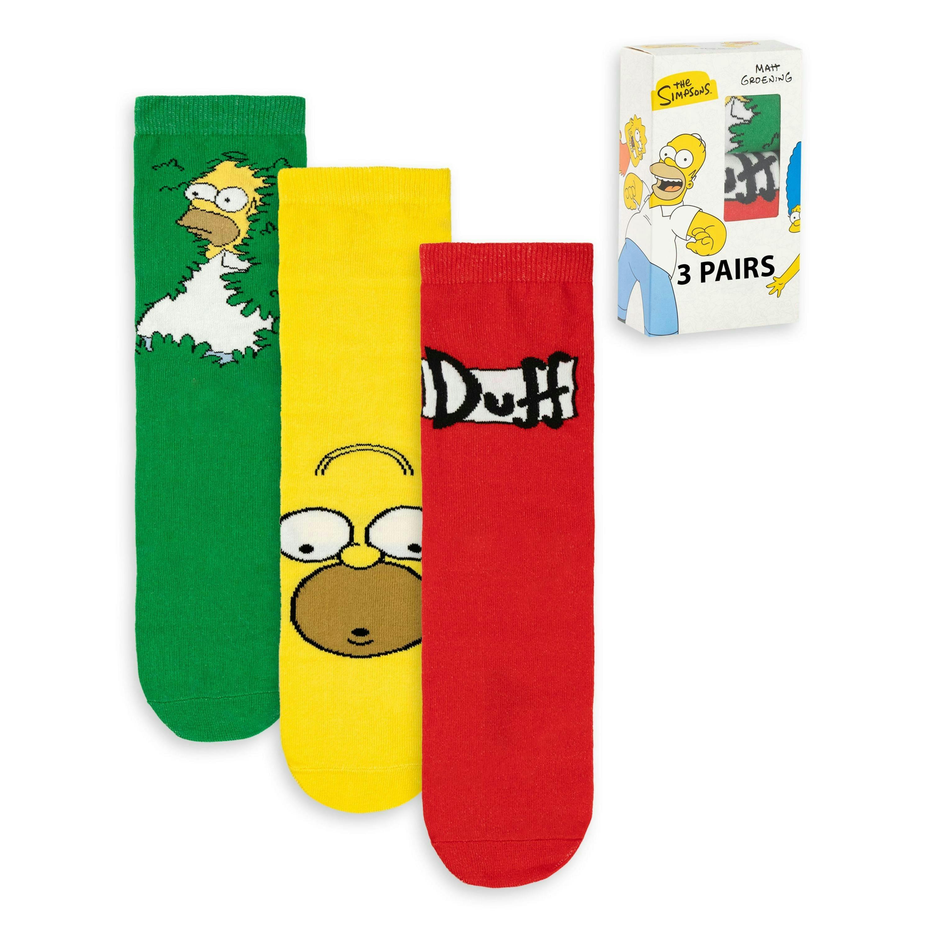 The Simpsons Mens Multicoloured Homer Calf Socks Set of 3 by Vanilla Underground , view 1 of 6