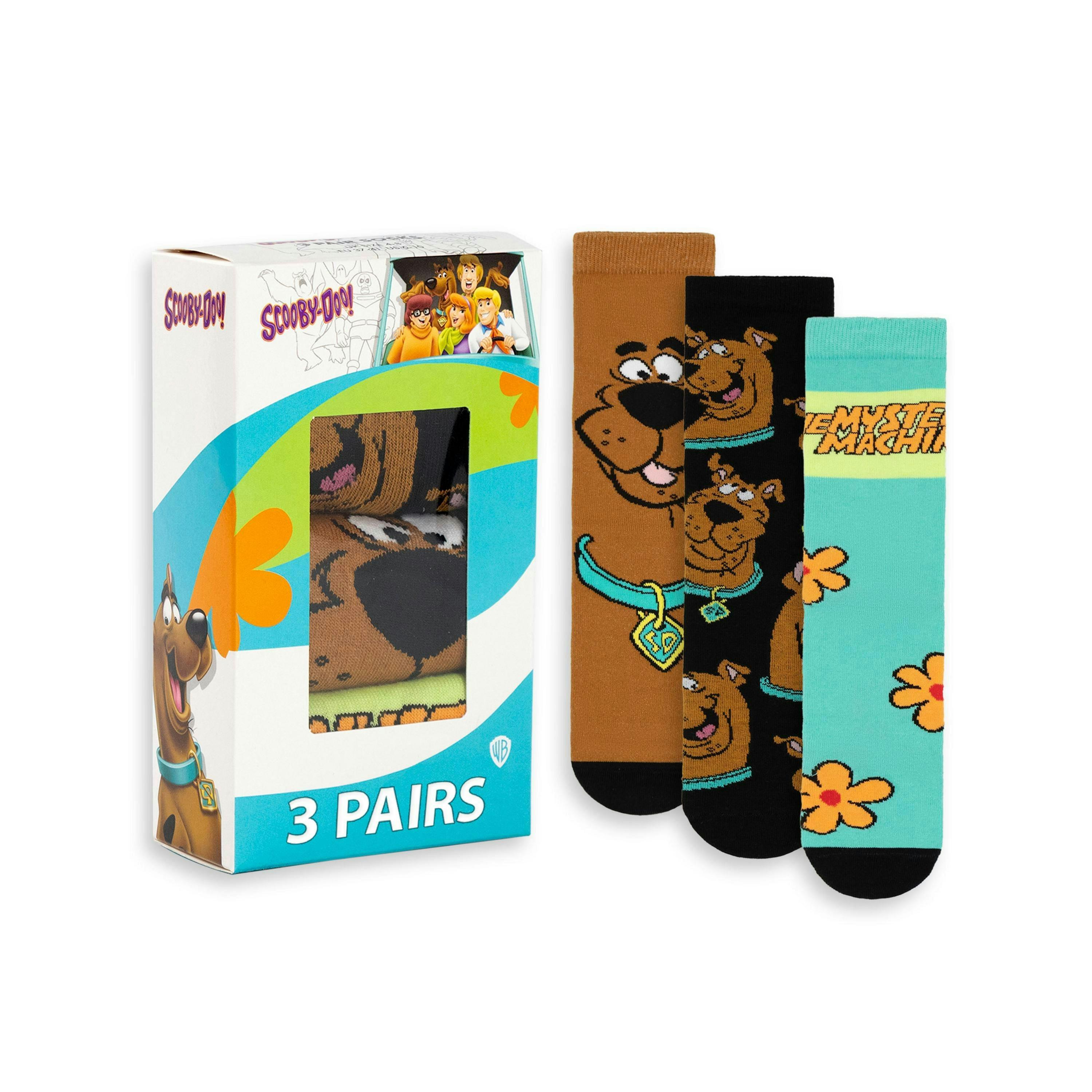 Scooby Doo Unisex Multicoloured Character Calf Socks Set of 3 by Vanilla Underground , view 1 of 6