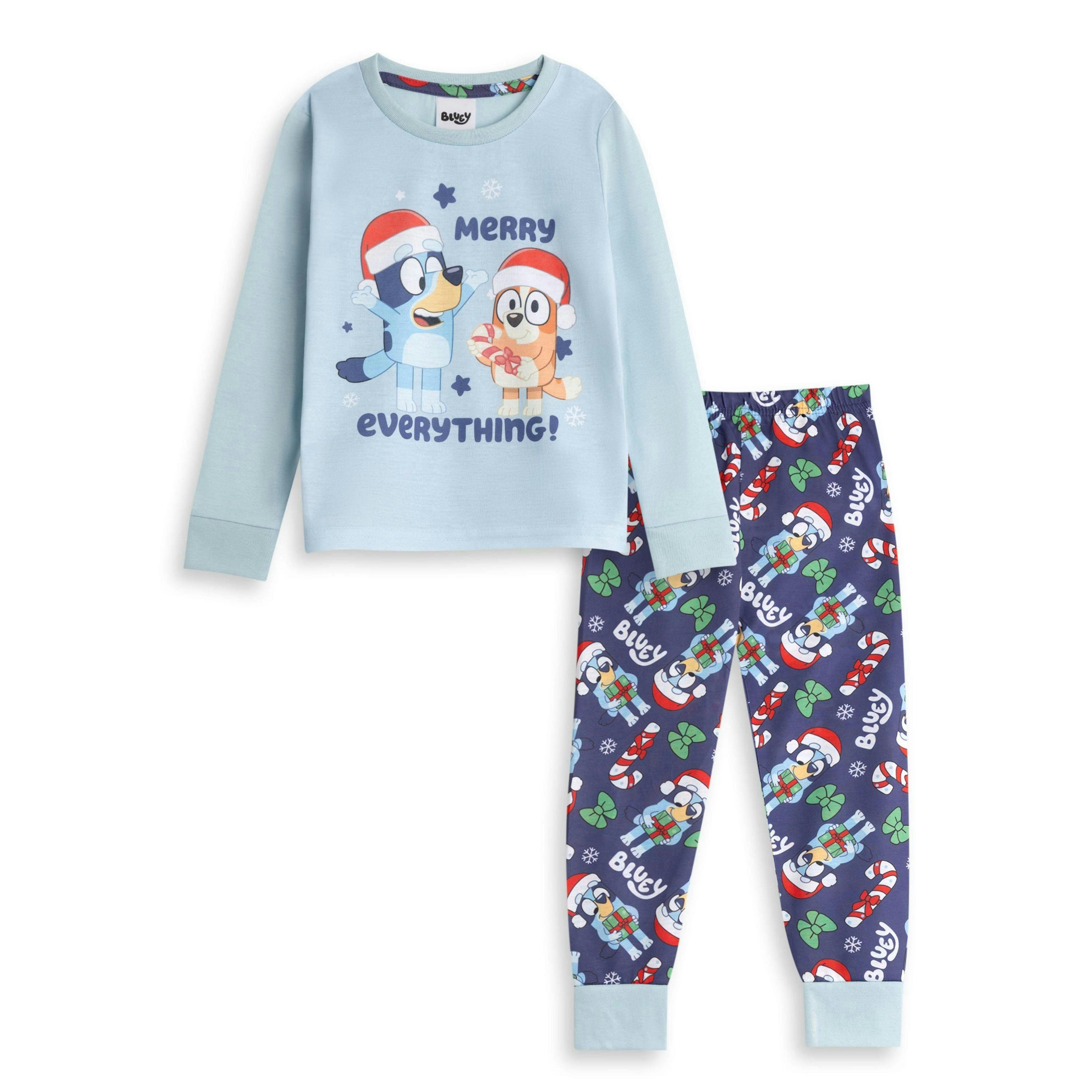 Bluey Unisex Kids Multicoloured Christmas Long Sleeve Long Leg Pyjama Set by Vanilla Underground , view 1 of 6