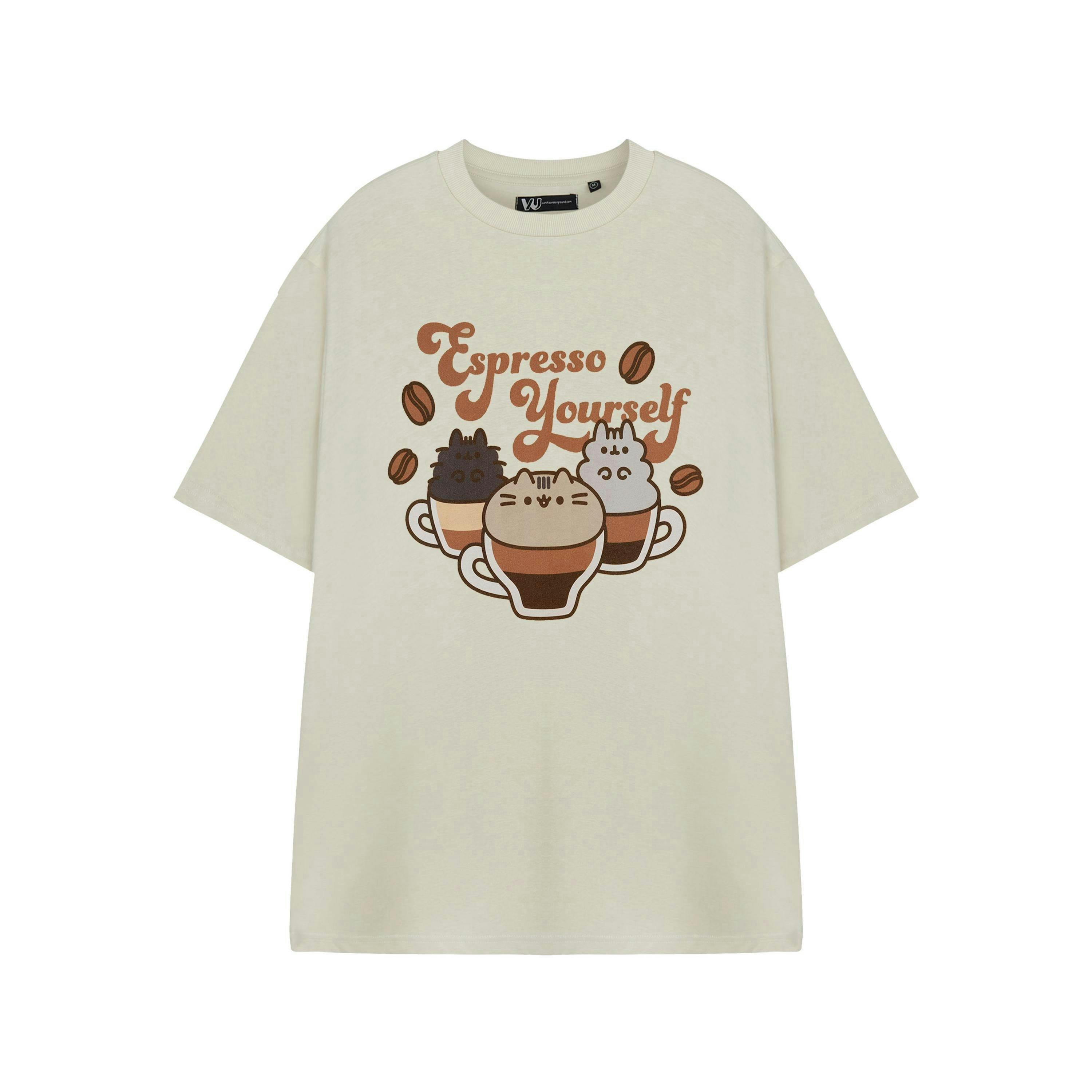 Pusheen Womens Beige Espresso Yourself Short Sleeved T-Shirt by Vanilla Underground , view 1 of 6