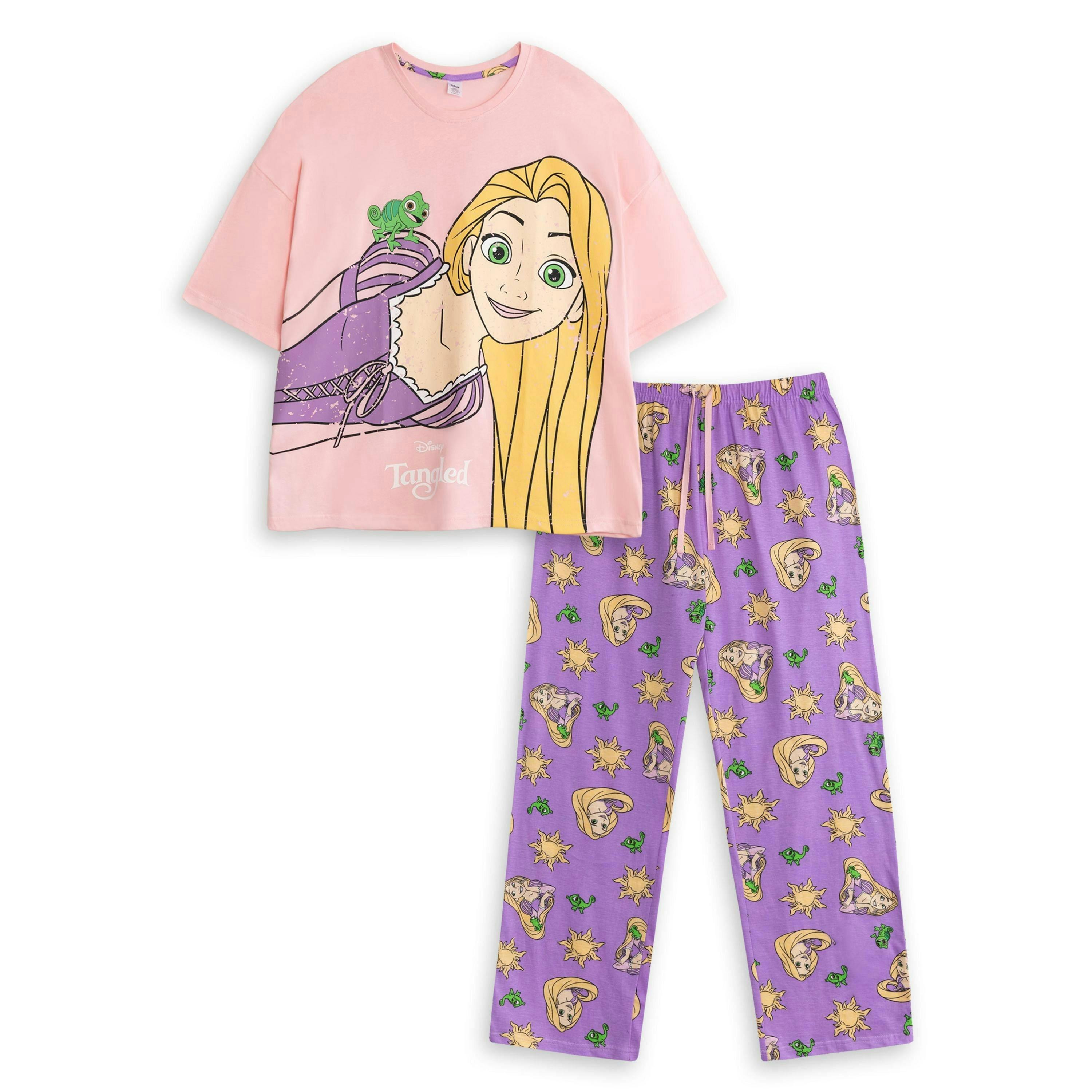 Disney Womens Pink Tangled Short Sleeve Long Leg Pyjama Set by Vanilla Underground , view 1 of 6