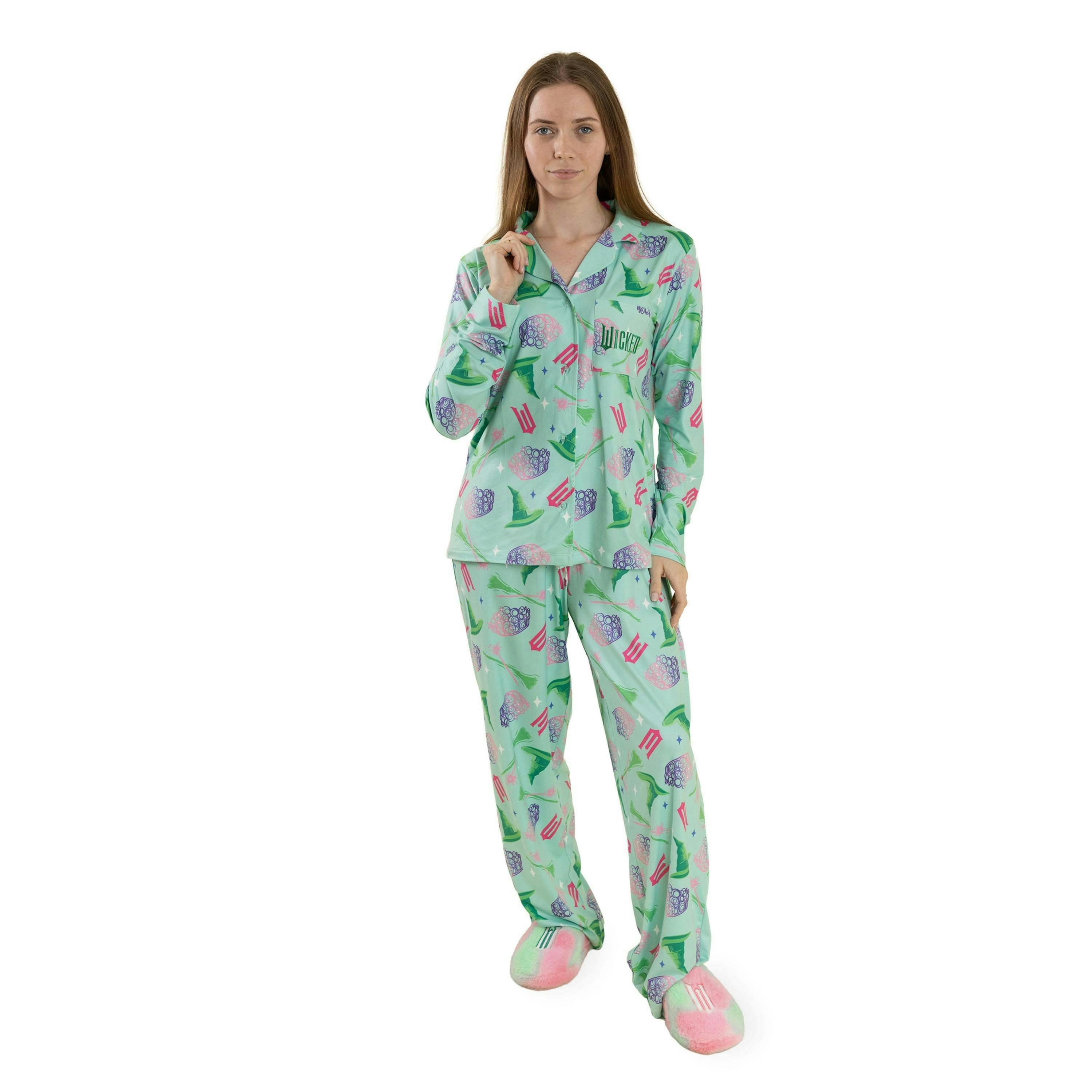 Wicked Womens Green Character Long Sleeve Long Leg Pyjama Set by Vanilla Underground , view 1 of 6