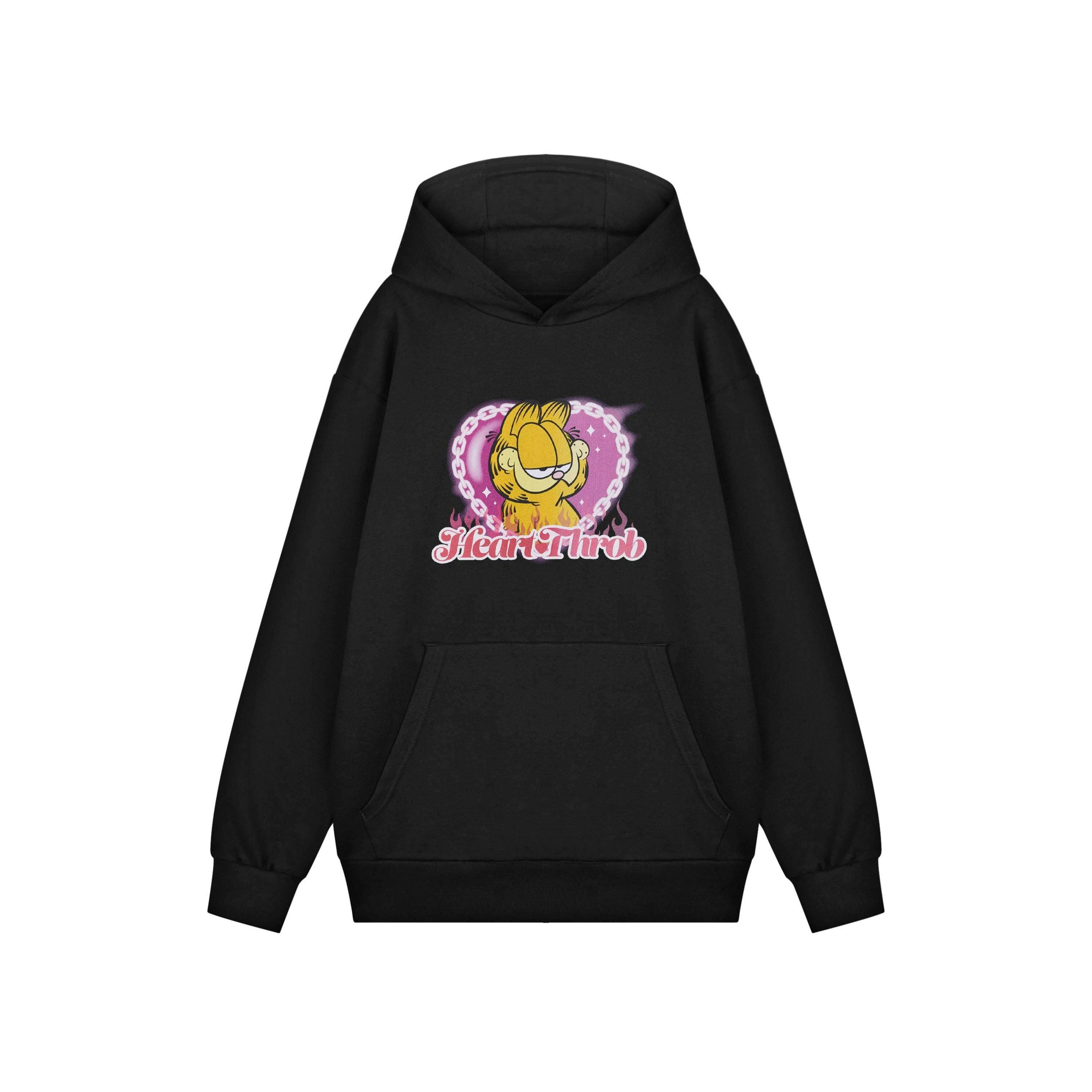 Garfield Unisex Black Heart Throb Hoodie by Vanilla Underground , view 1 of 3