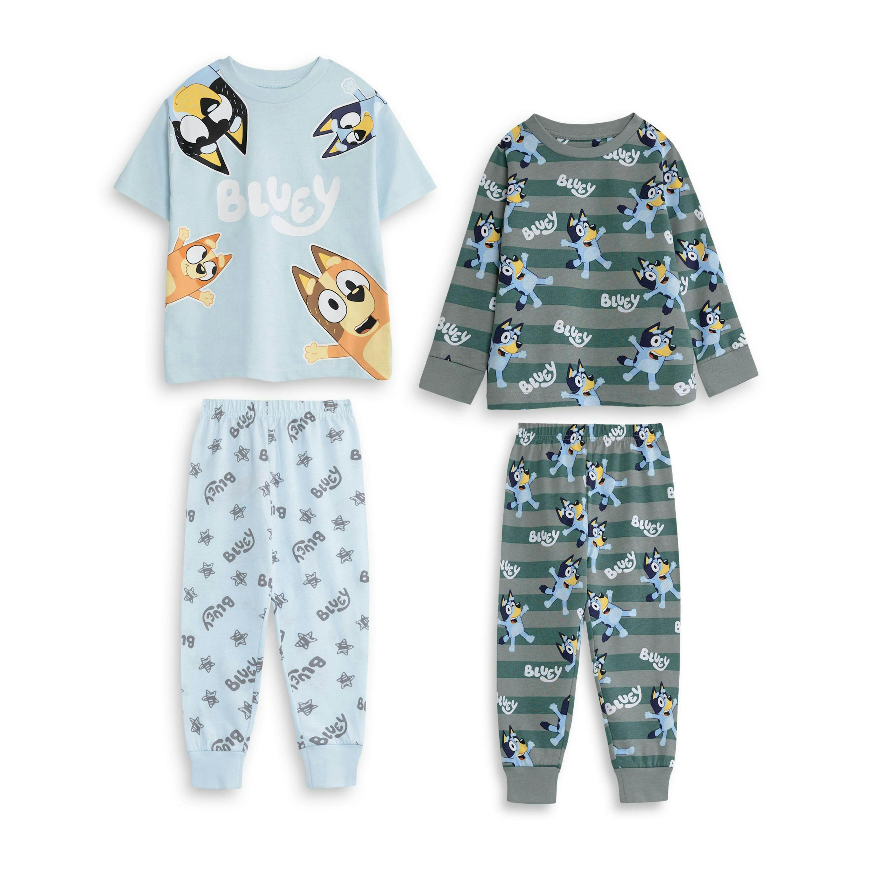 Bluey Boys Multicoloured Character Multi-Pack of 2 Long Leg Pyjama Set by Vanilla Underground , view 1 of 6