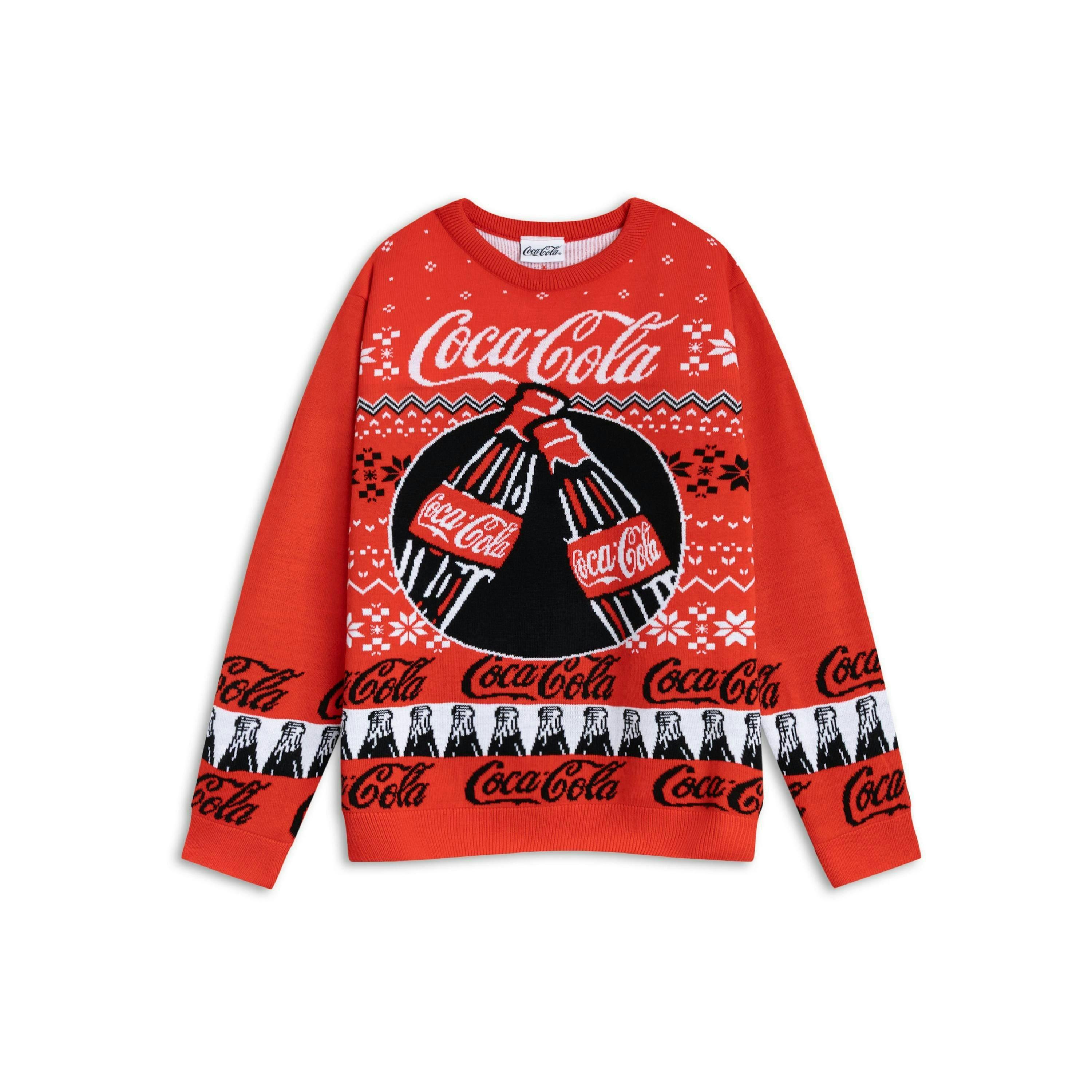 Coca Cola Mens Red Logo Christmas Jumper by Vanilla Underground , view 1 of 6