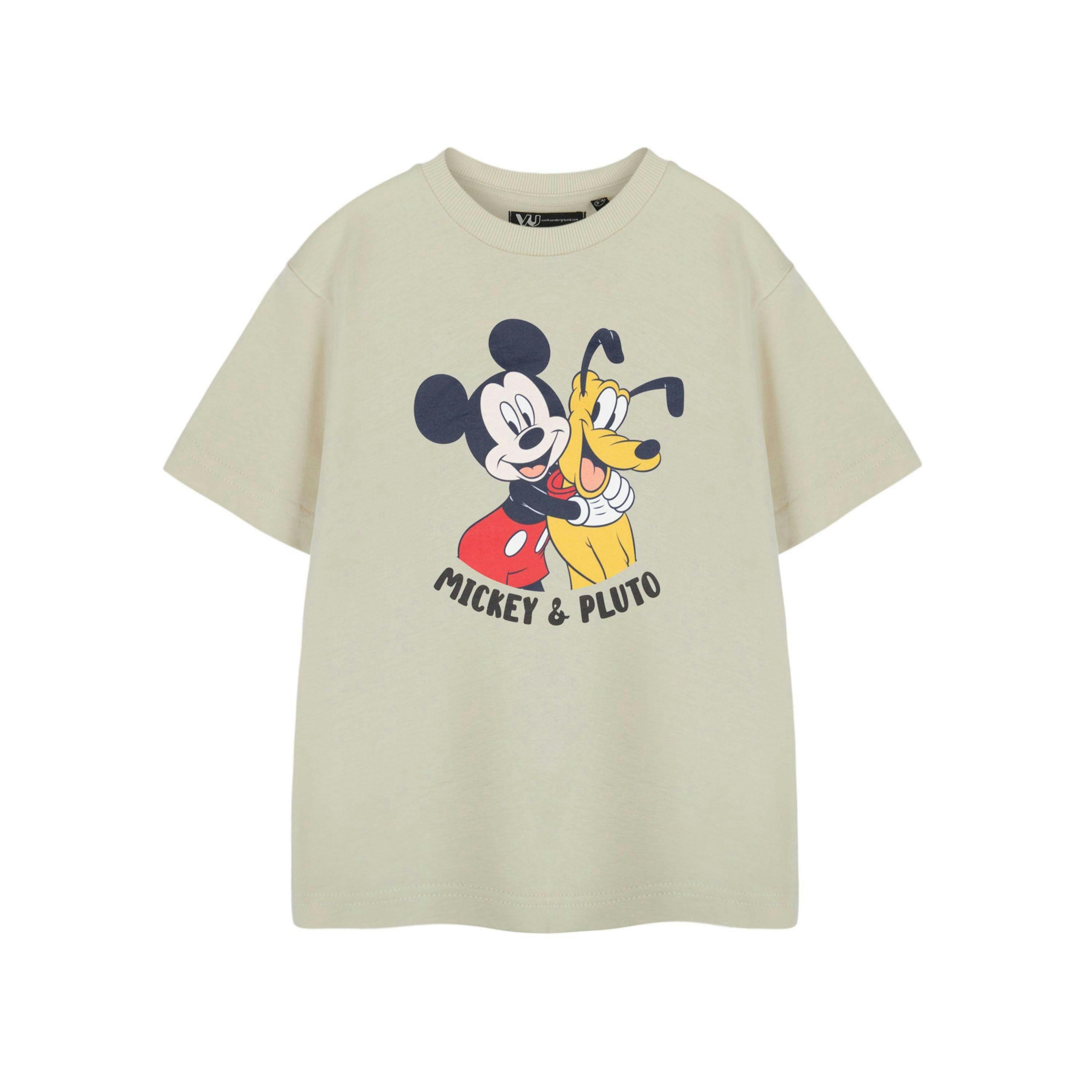 Disney Boys Beige Mickey & Pluto Short Sleeved T-Shirt by Vanilla Underground , view 1 of 3