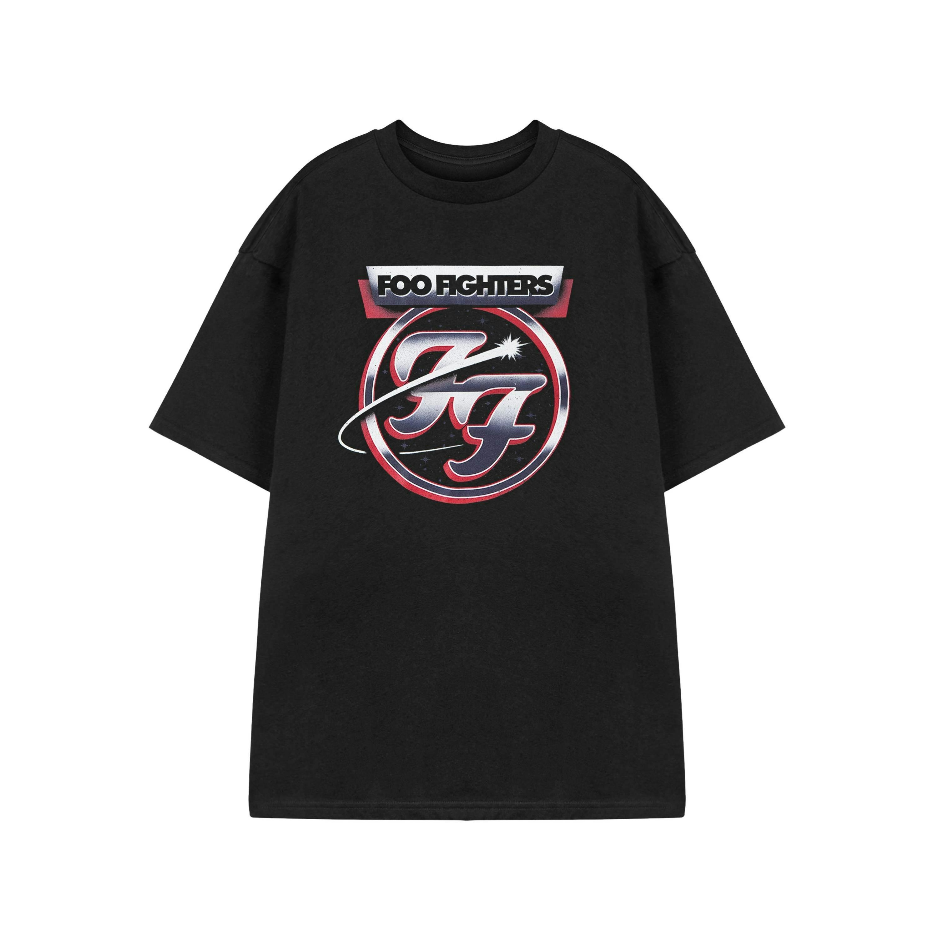 Foo Fighters Mens Black Chrome Short Sleeved T-Shirt by Vanilla Underground , view 1 of 3