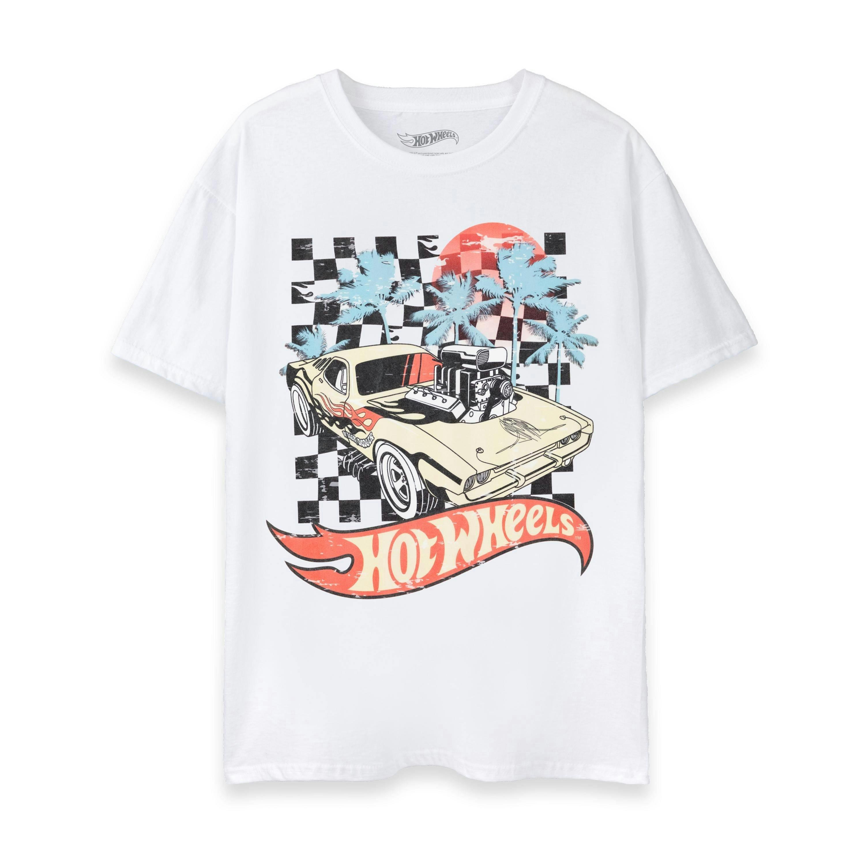 Hot Wheels Mens White Sunset Short Sleeved T-Shirt by Vanilla Underground , view 1 of 4