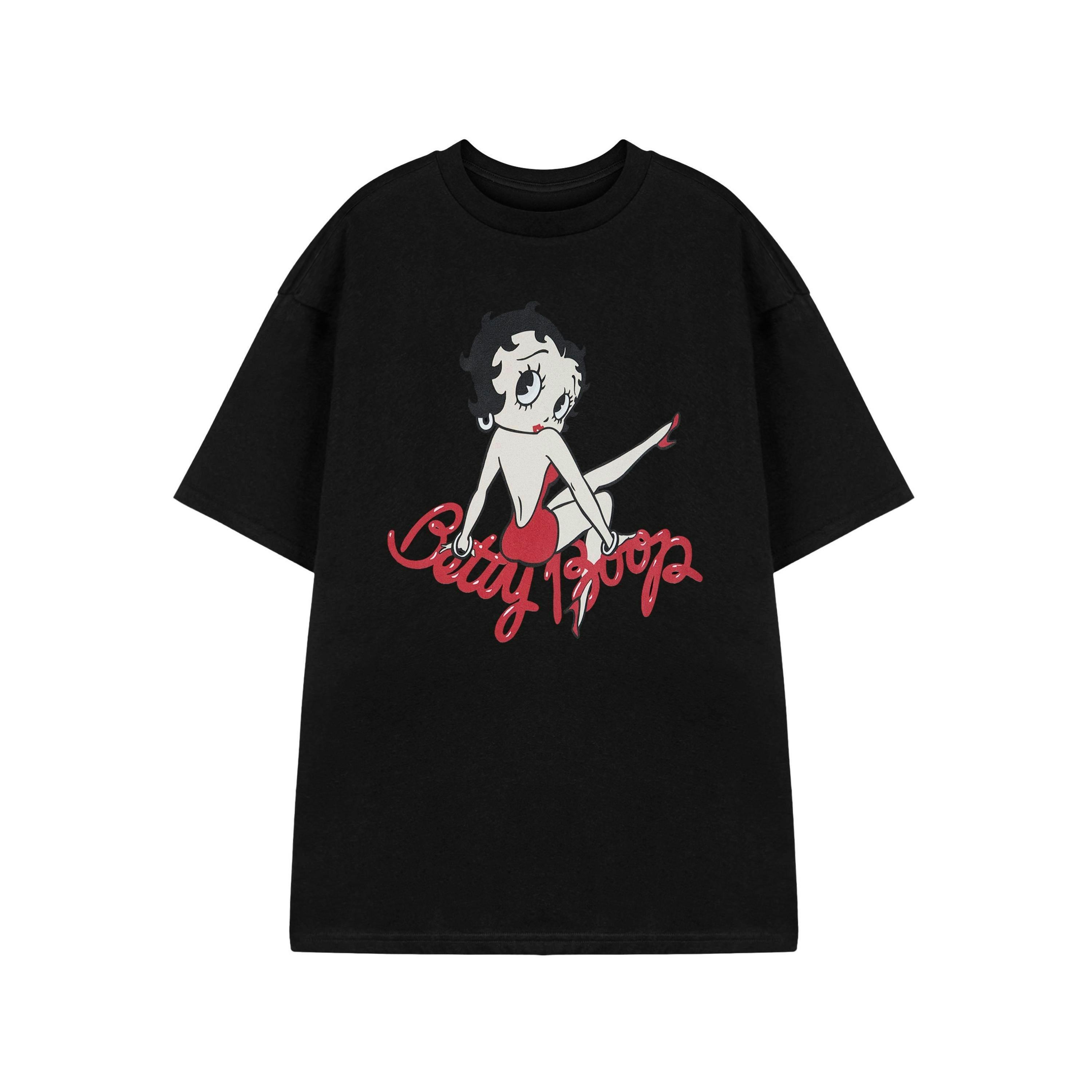 Betty Boop Womens Black Leg Short Sleeved T-Shirt by Vanilla Underground , view 1 of 6