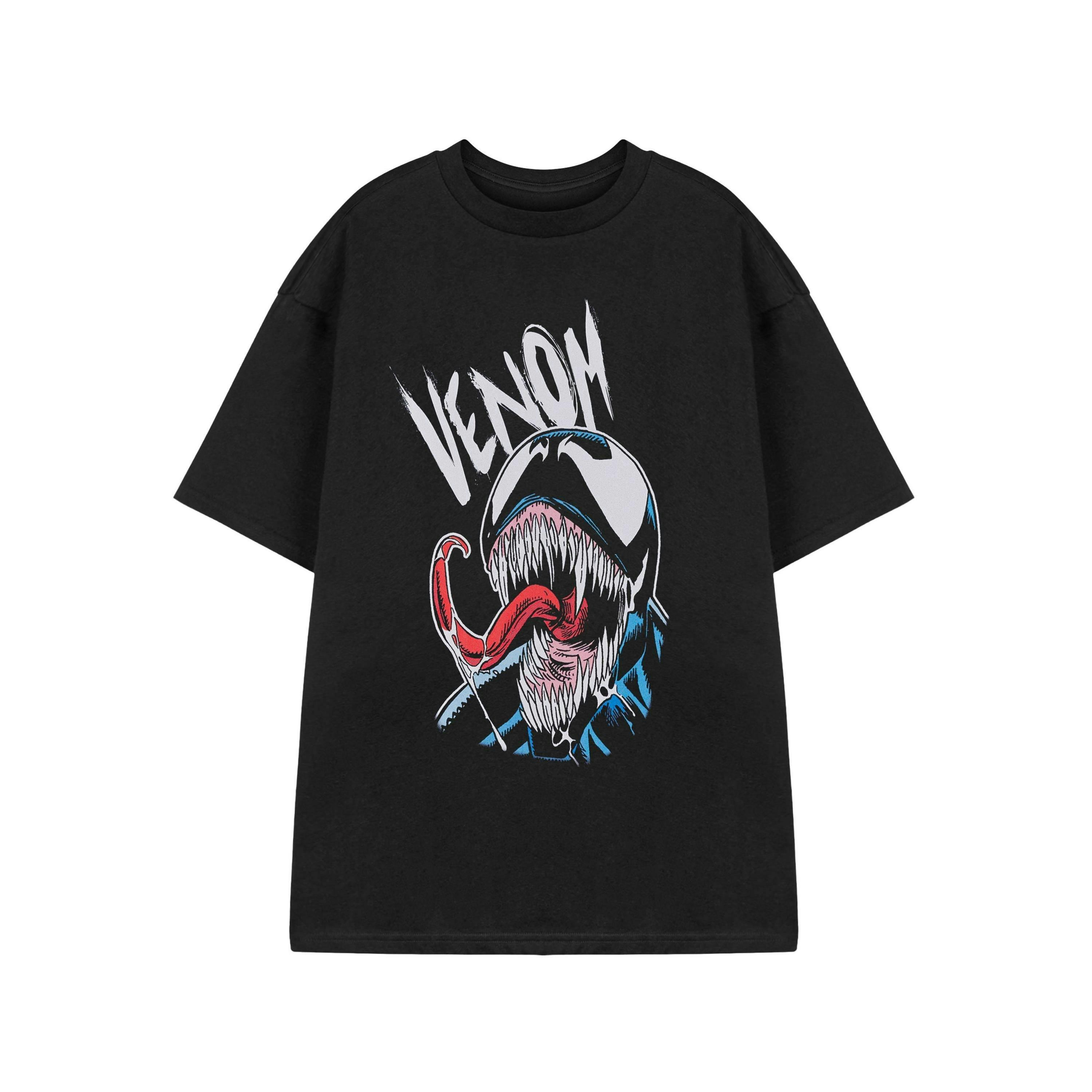 Marvel Venom Mens Black Tongue Short Sleeved T-Shirt by Vanilla Underground , view 1 of 3