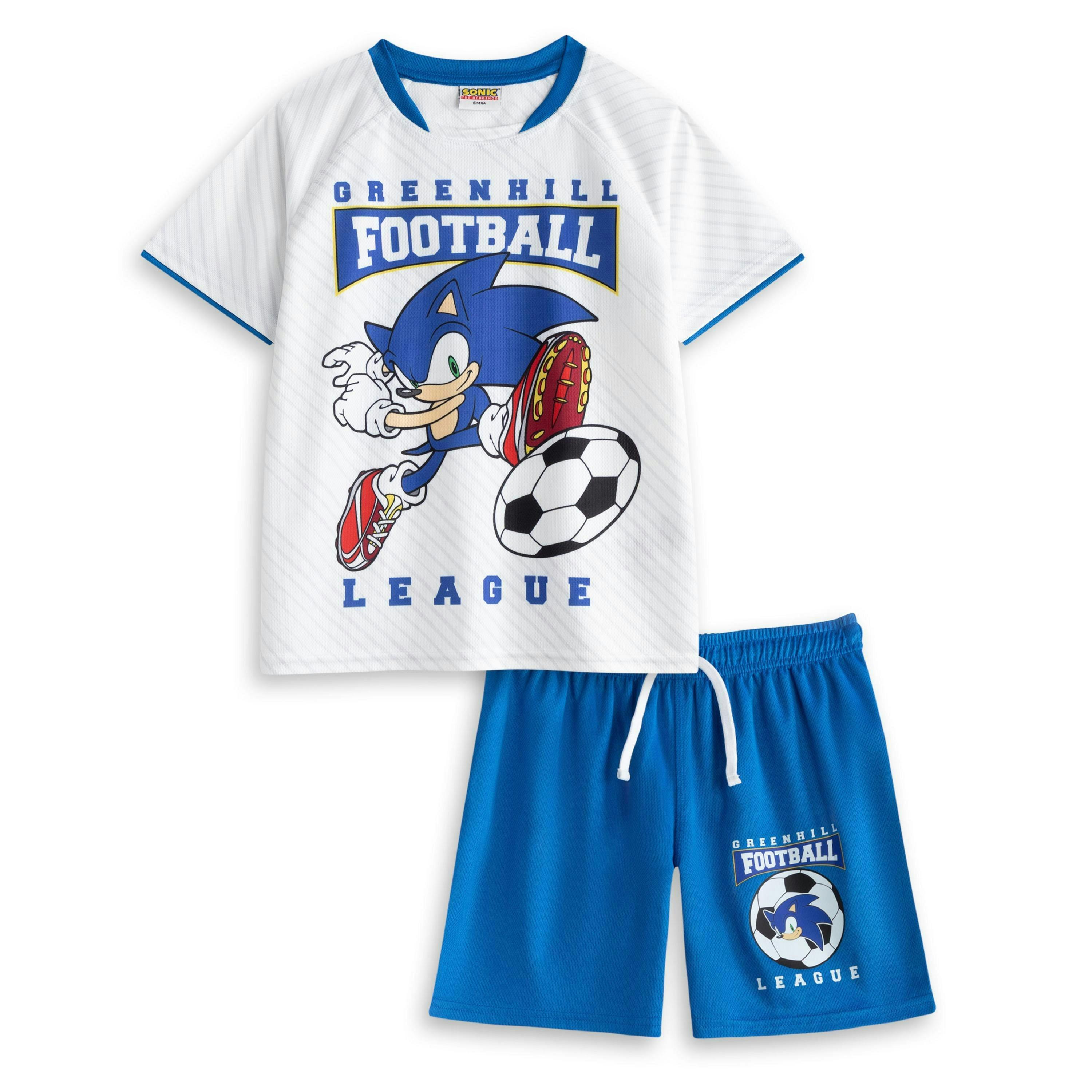 Sonic the Hedgehog Boys White Greenhill League Football Kit by Vanilla Underground , view 1 of 6