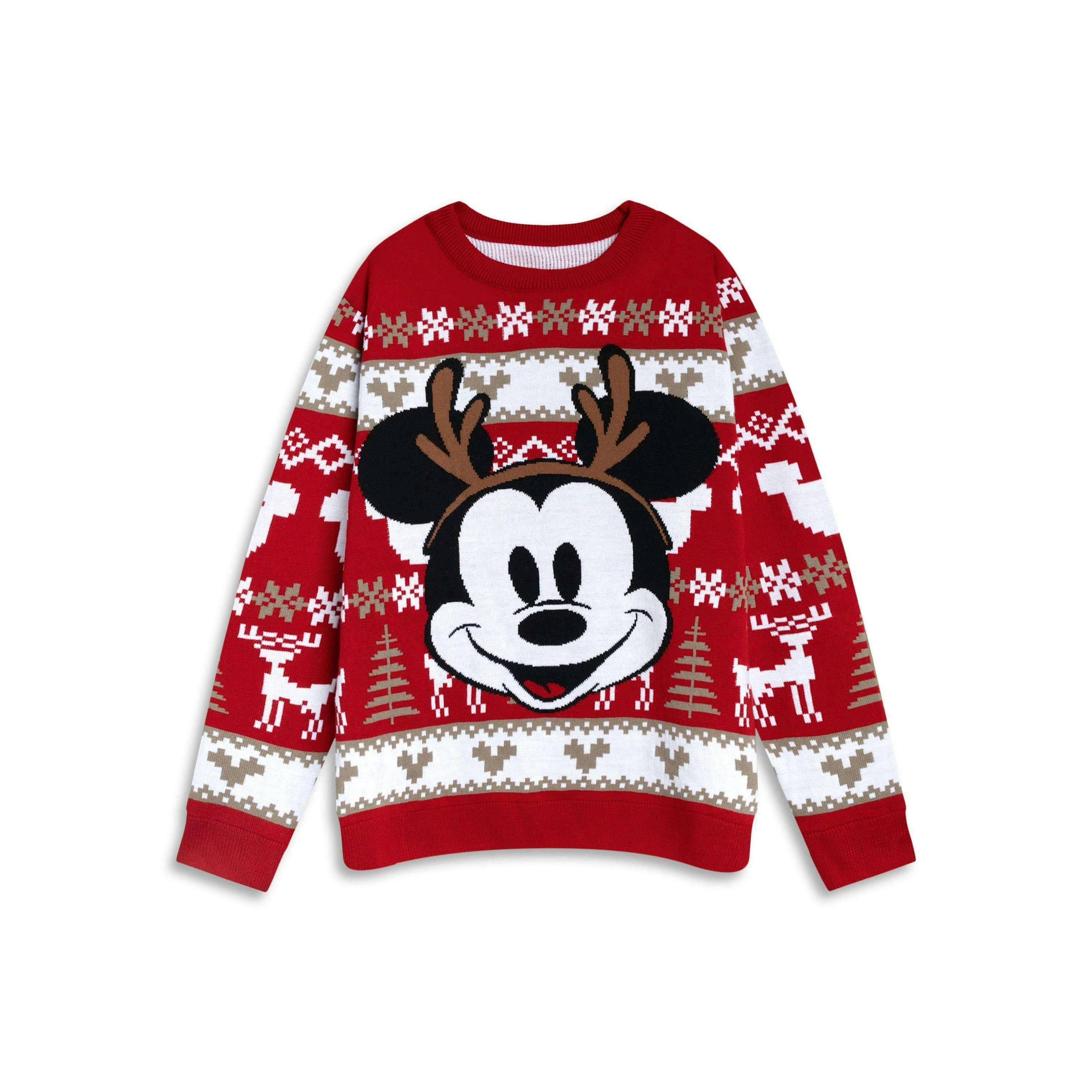 Disney Womens Red Mickey Mouse Christmas Jumper by Vanilla Underground , view 1 of 6