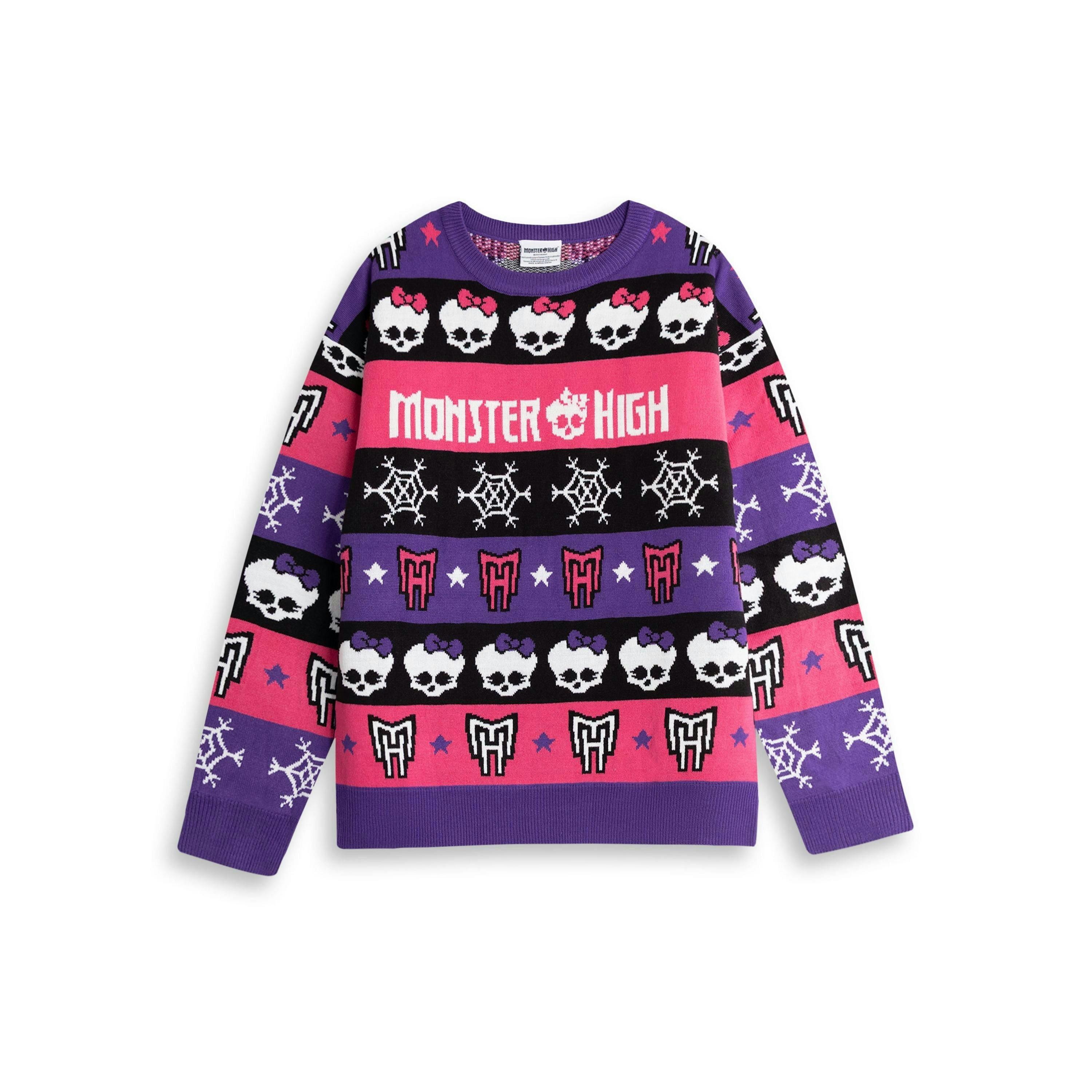 Monster High Womens Multicoloured Skull & Snowflake Fairisle Christmas Jumper by Vanilla Underground , view 1 of 6