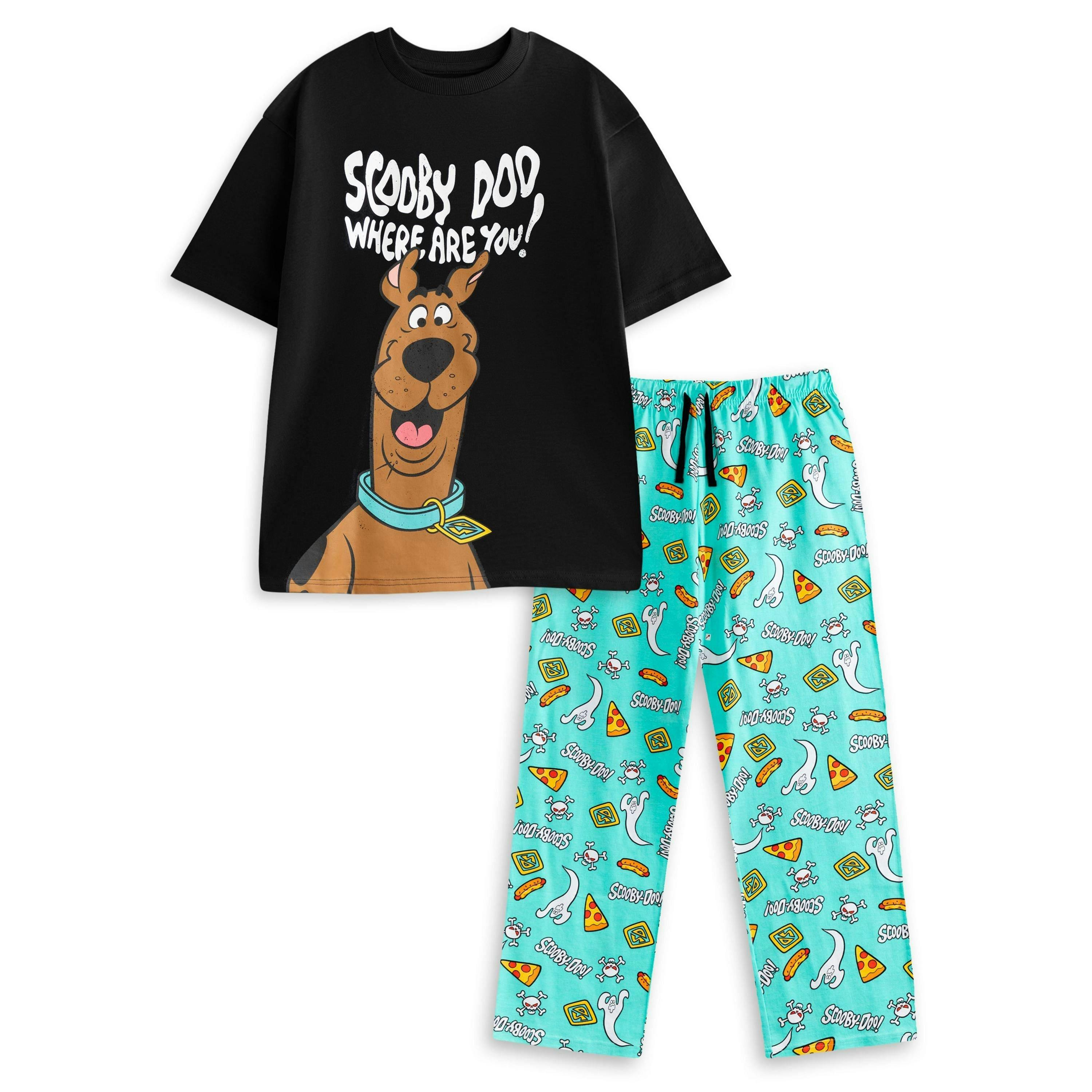 Scooby Doo Mens Black Character Short Sleeve Long Leg Pyjama Set by Vanilla Underground , view 1 of 6