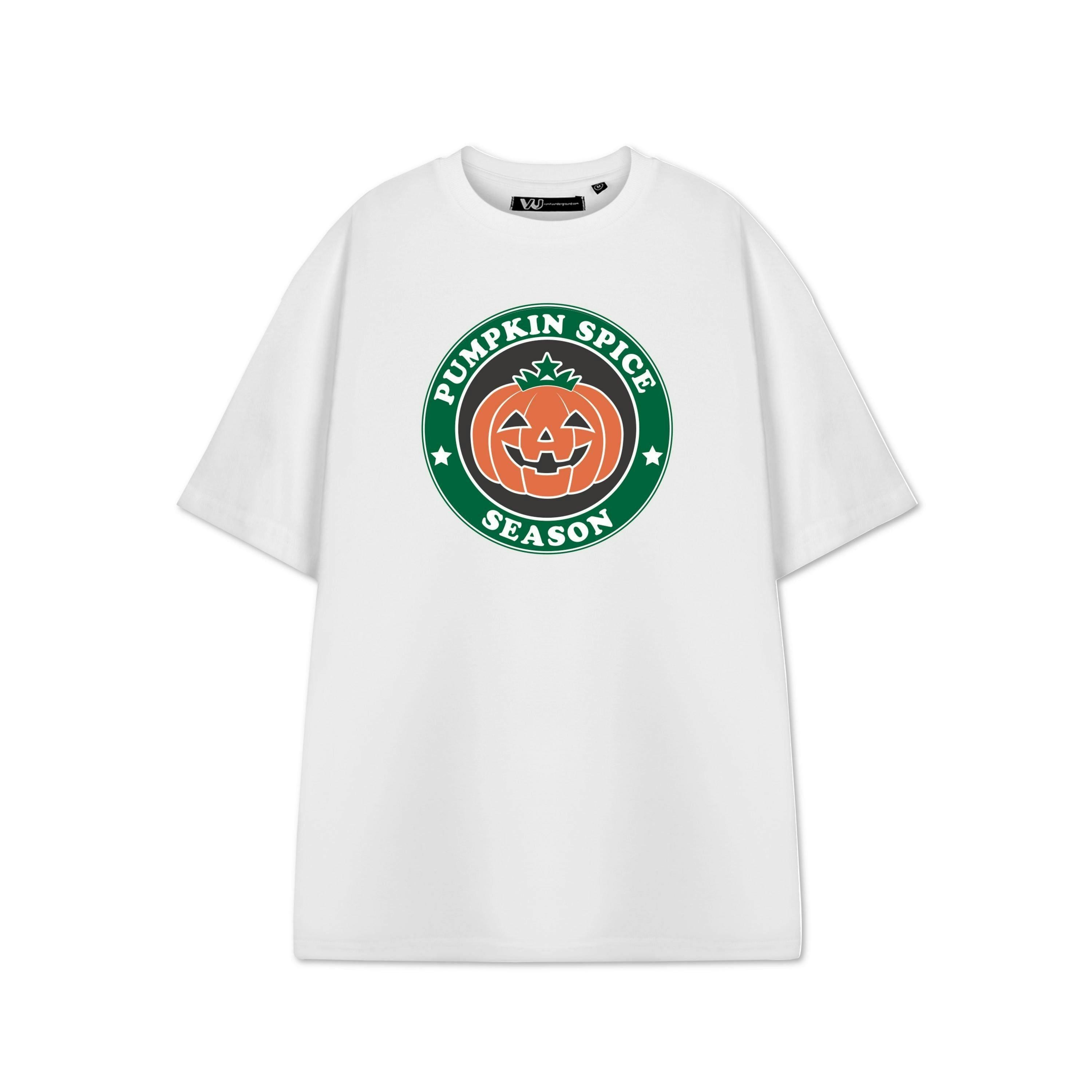 Show Me The Merch Womens White Pumpkin Spice Season Short Sleeved T-Shirt by Vanilla Underground , view 1 of 1